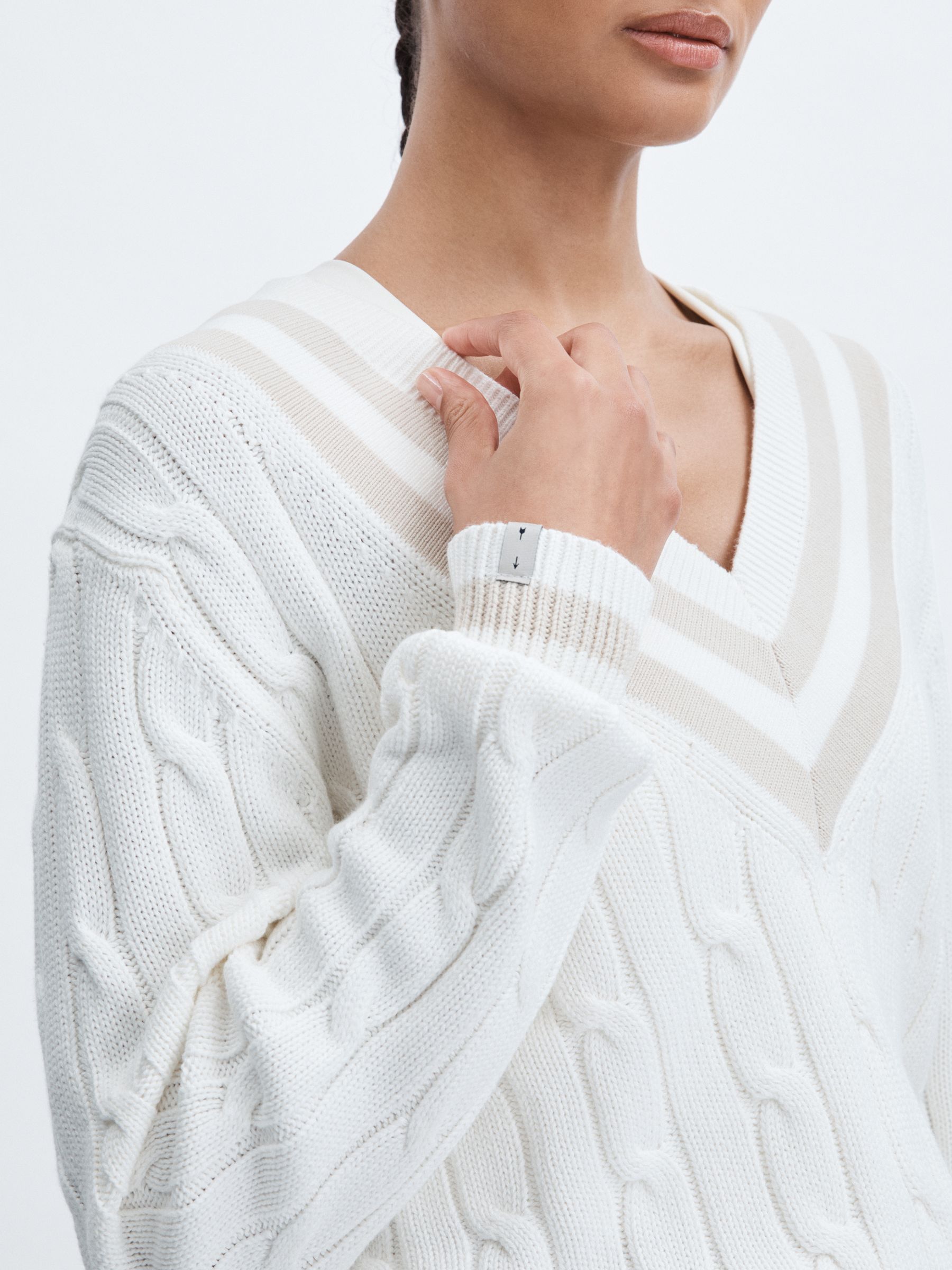 The Upside 100% Organic Cotton Cable-Knit Jumper in White - Image 4 of 6