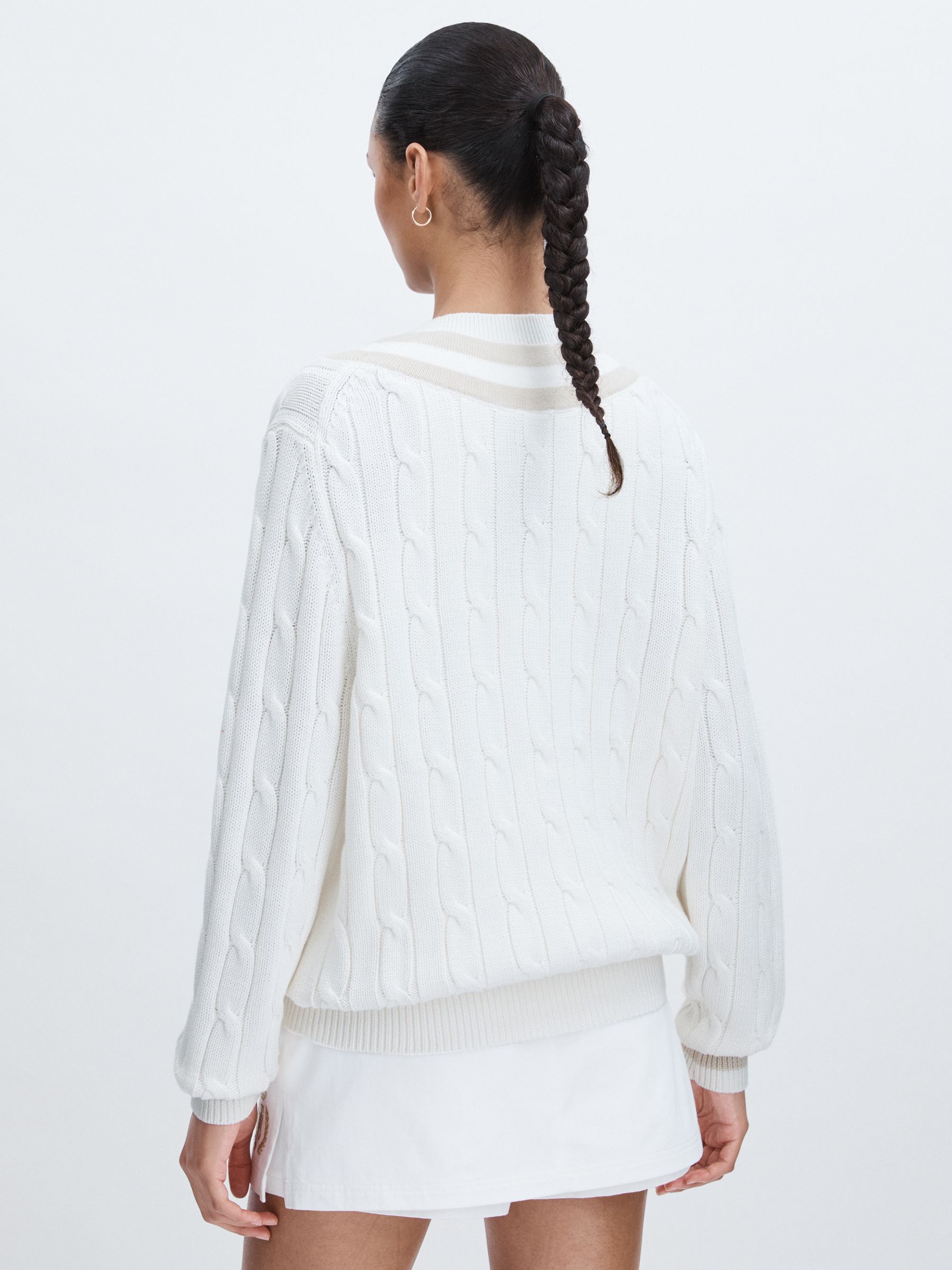The Upside 100% Organic Cotton Cable-Knit Jumper in White - Image 5 of 6