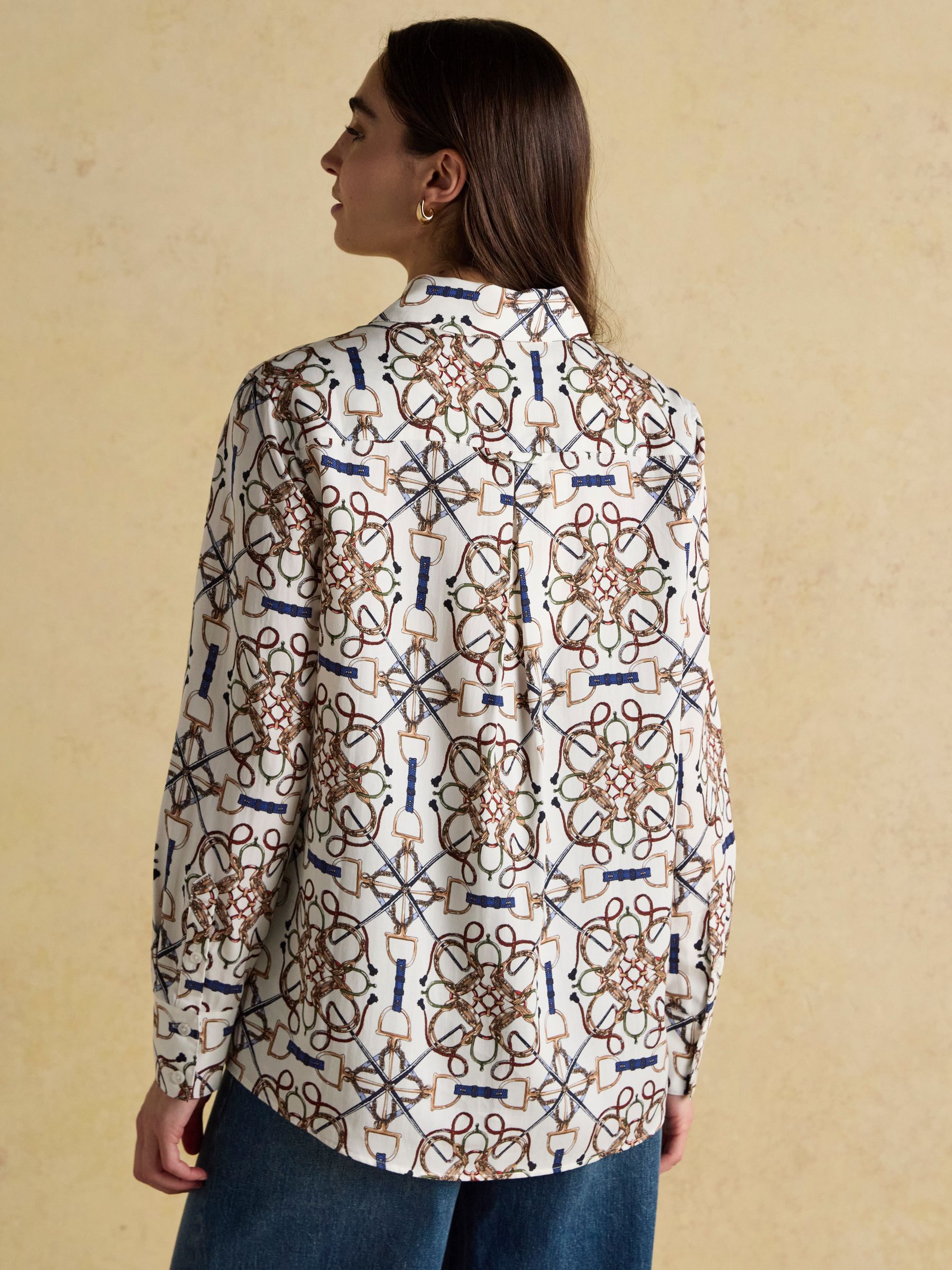Claudia Cream Bridle Print Boyfriend Shirt - Image 2 of 8