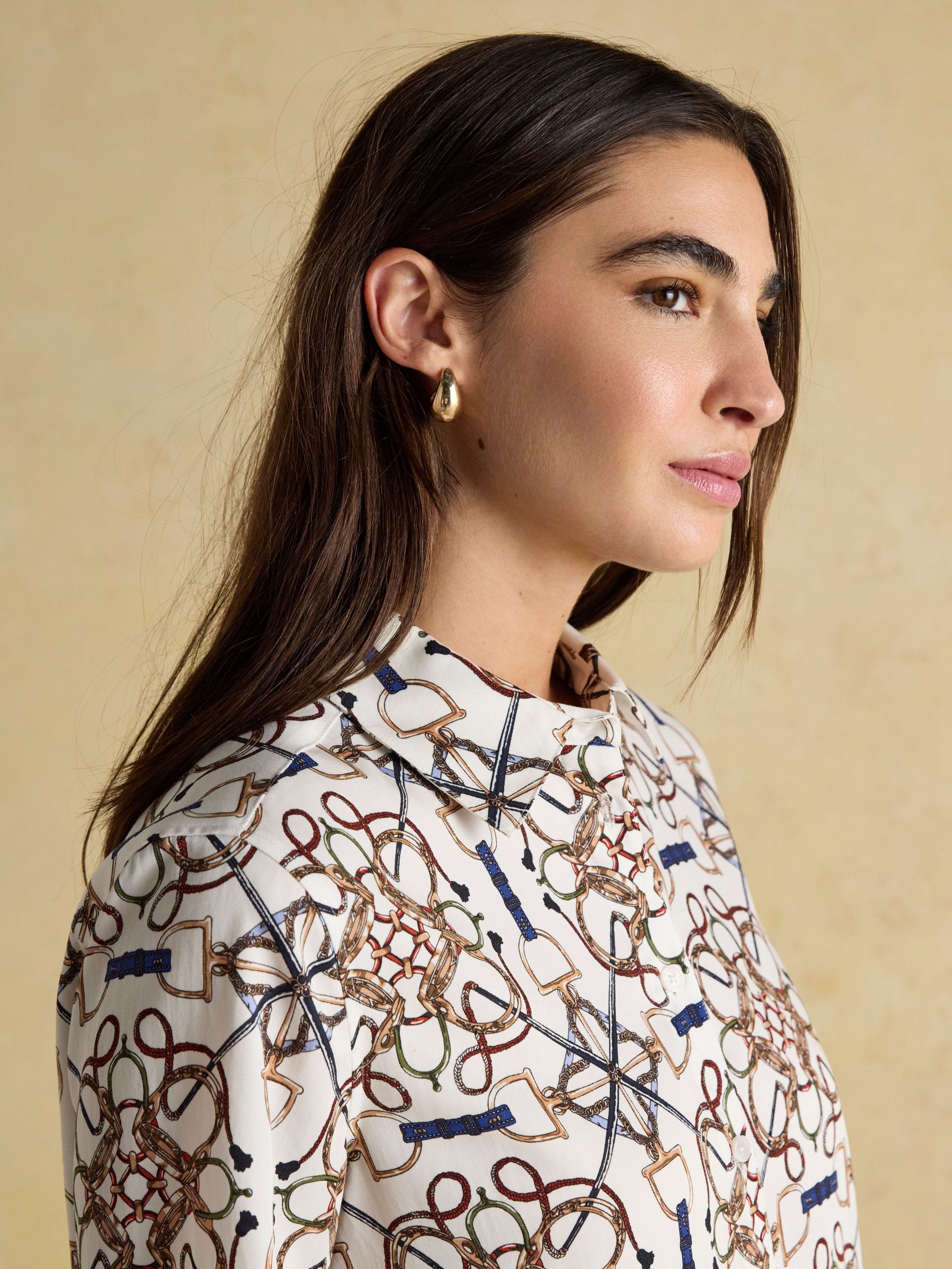 Claudia Cream Bridle Print Boyfriend Shirt - Image 4 of 8