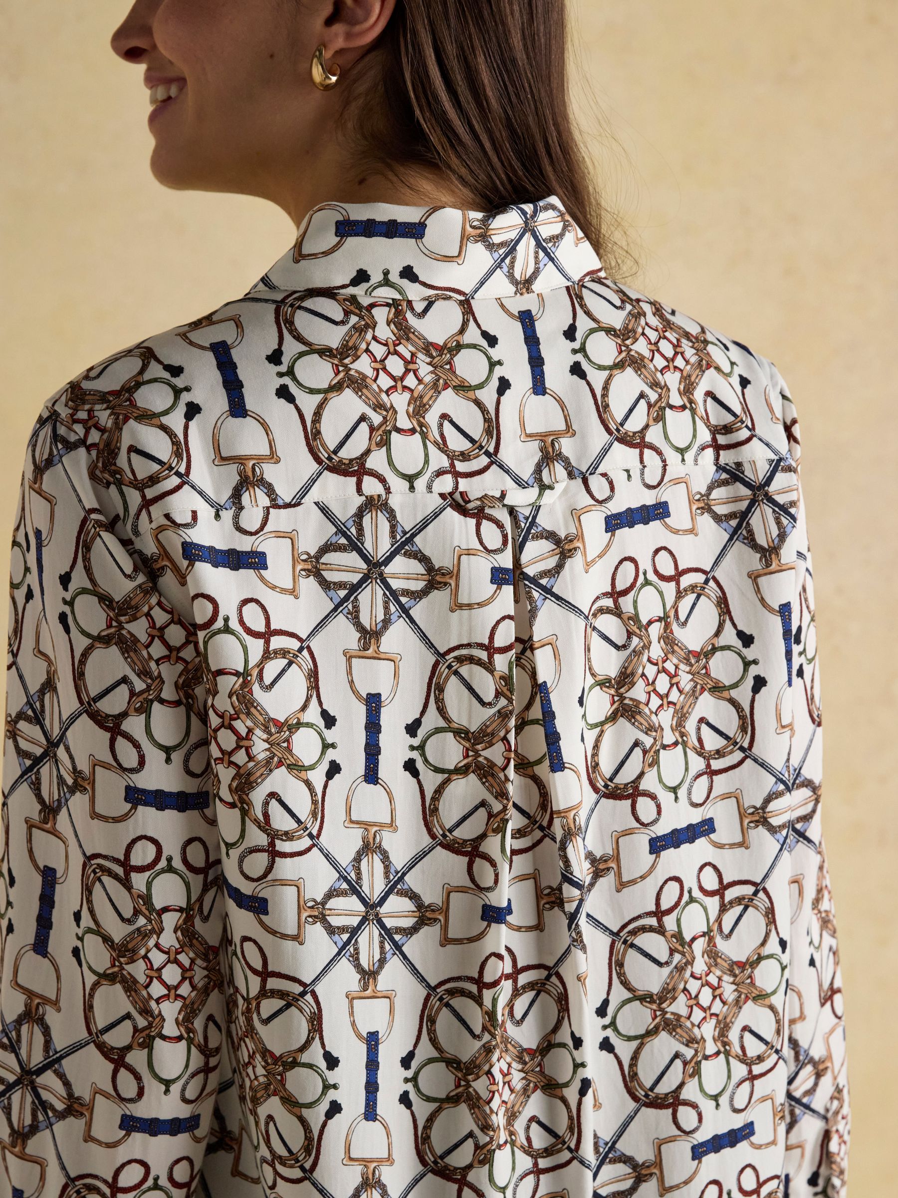 Claudia Cream Bridle Print Boyfriend Shirt - Image 5 of 8