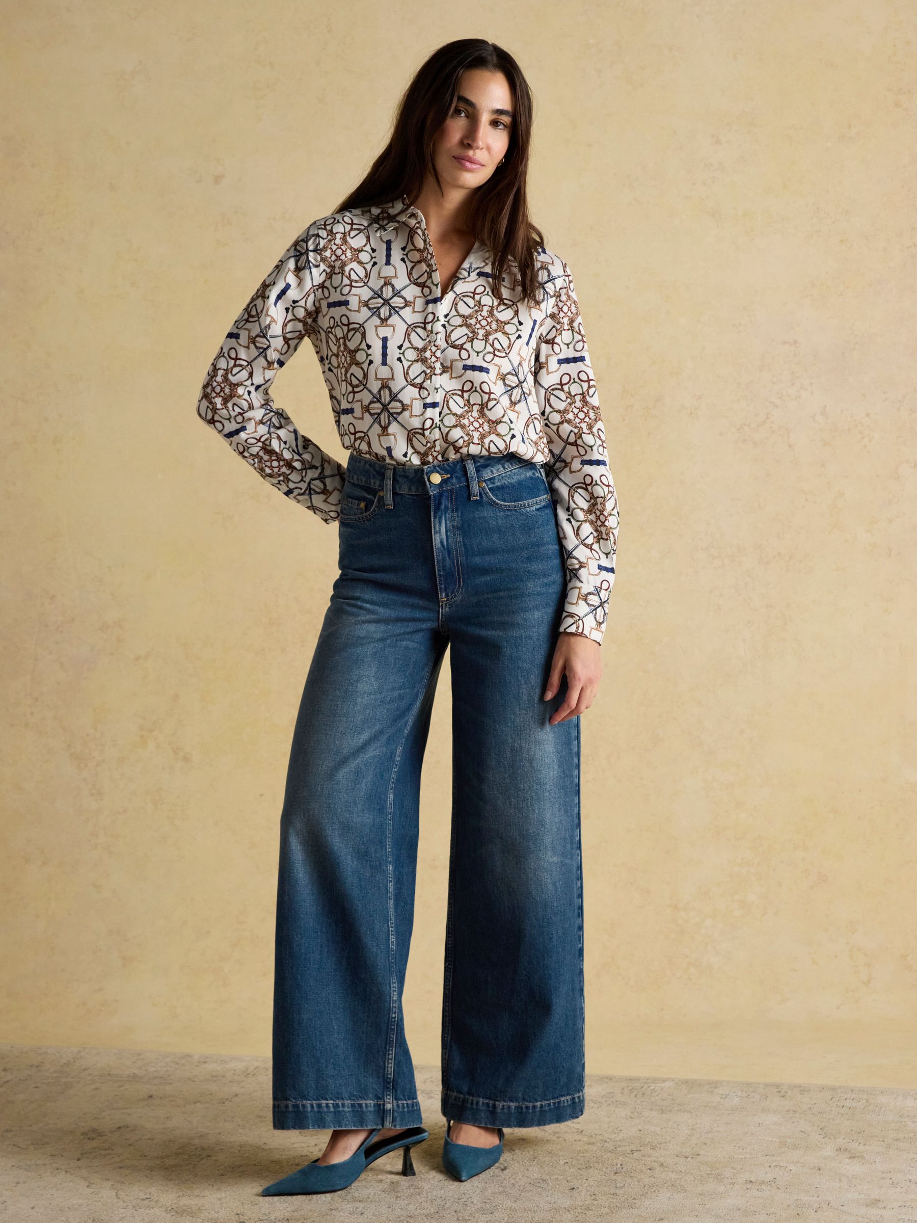 Claudia Cream Bridle Print Boyfriend Shirt - Image 6 of 8