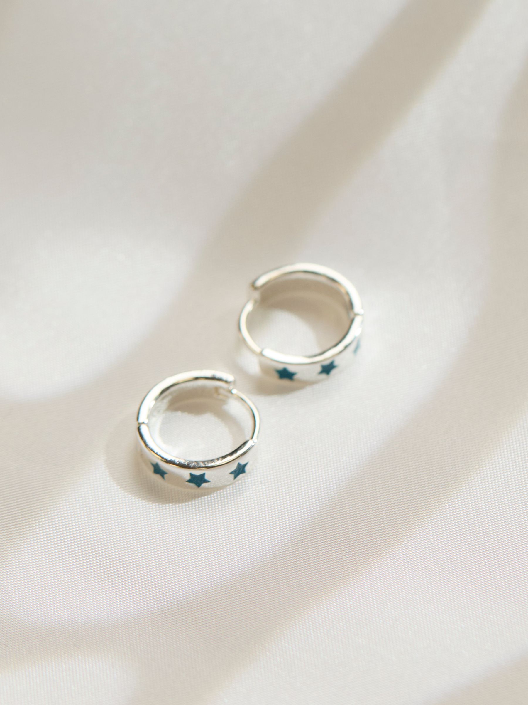 Teal Blue Enamel Star Stud Earrings - Image 2 of 2