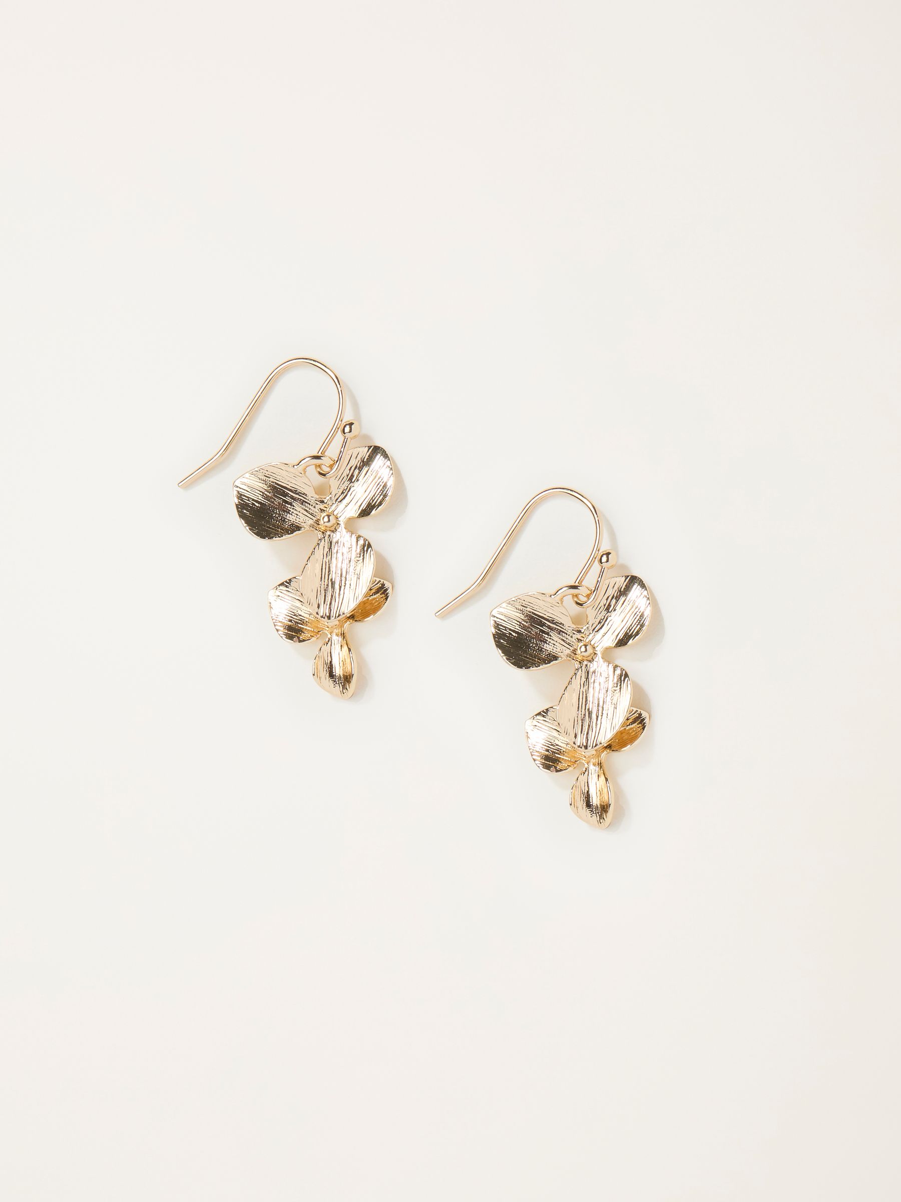 Gold Tone Flower Drop Earrings - Image 1 of 2