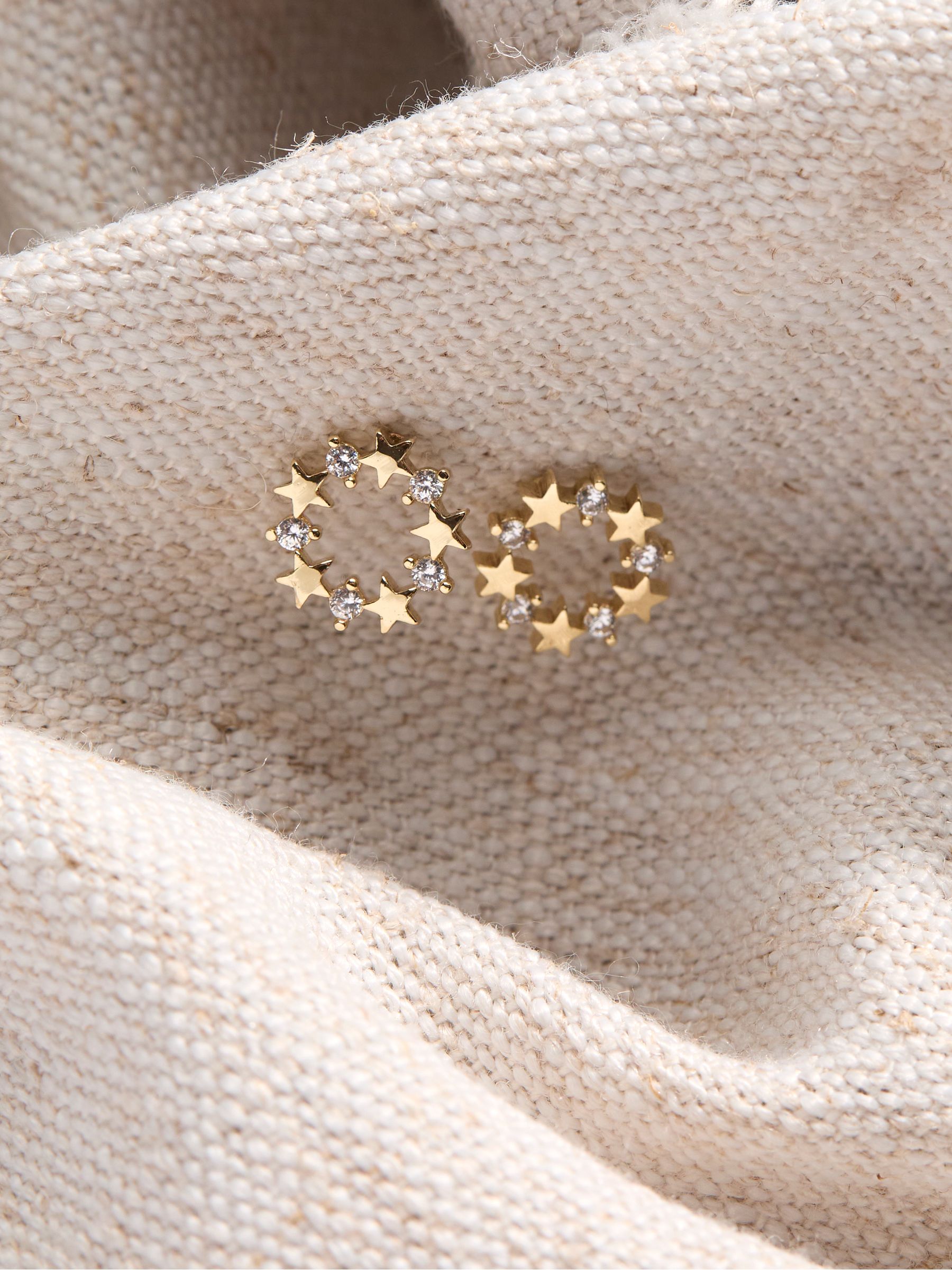 Gold Tone Star Ring Stud Earrings - Image 2 of 2