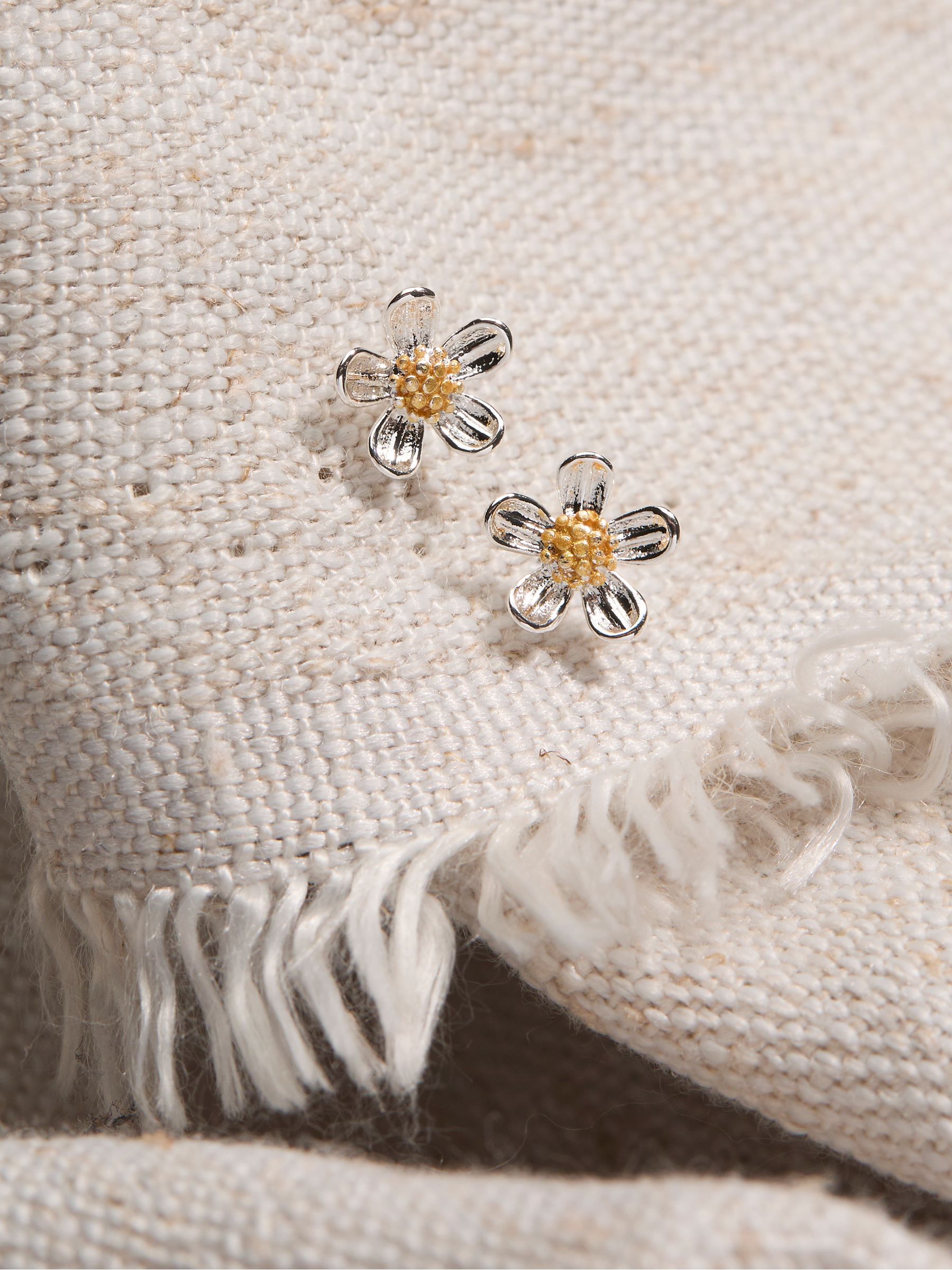 Silver Tone Daisy Stud Earrings - Image 2 of 2