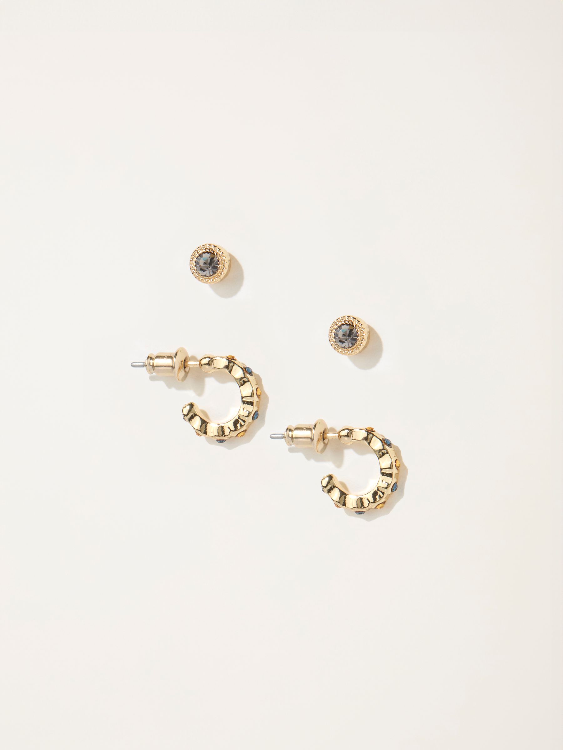 Gold Tone 2 Pack Of Stud And Huggie Earrings - Image 1 of 2