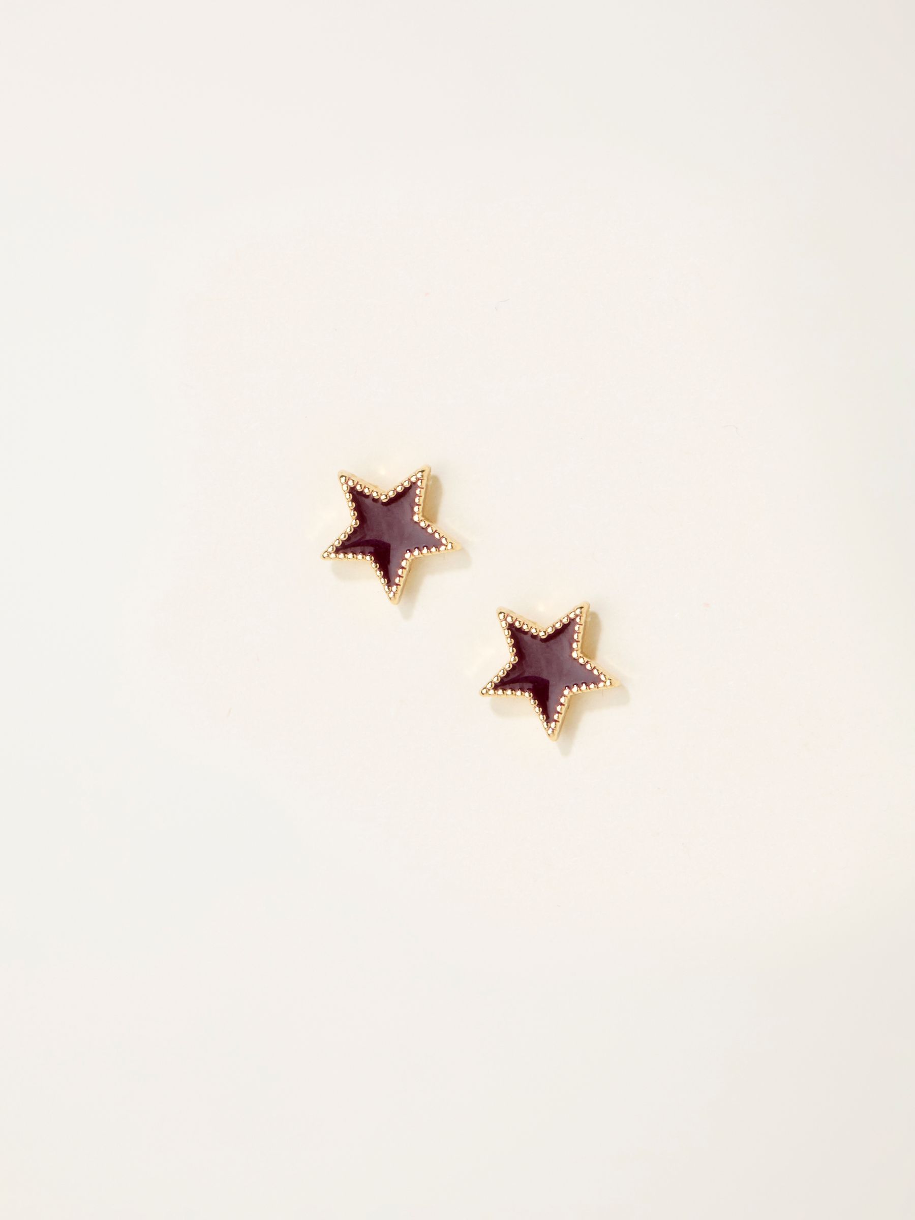 Burgundy Red Enamel Star Stud Earrings - Image 1 of 2