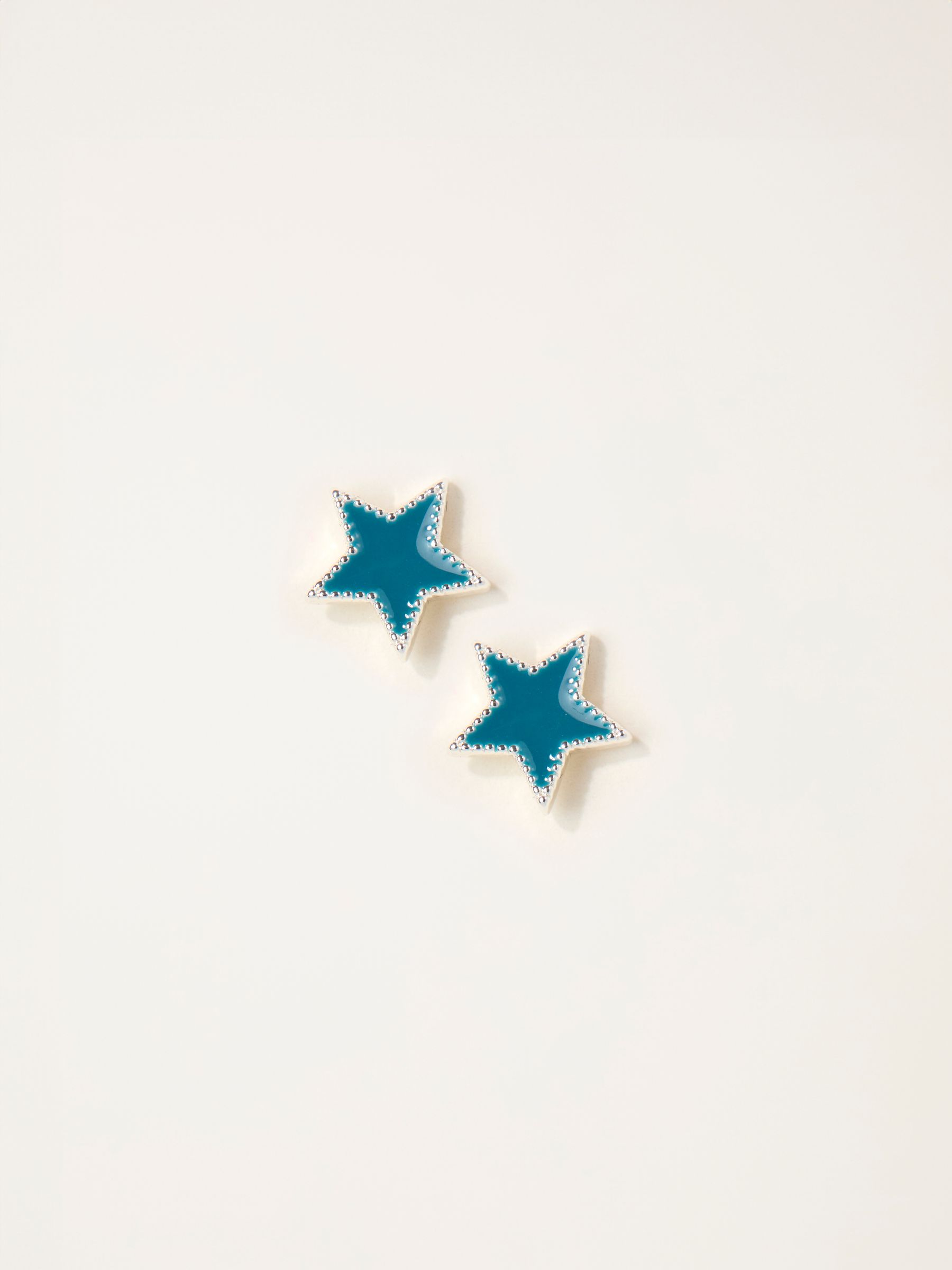 Teal Blue Enamel Star Stud Earrings - Image 1 of 2