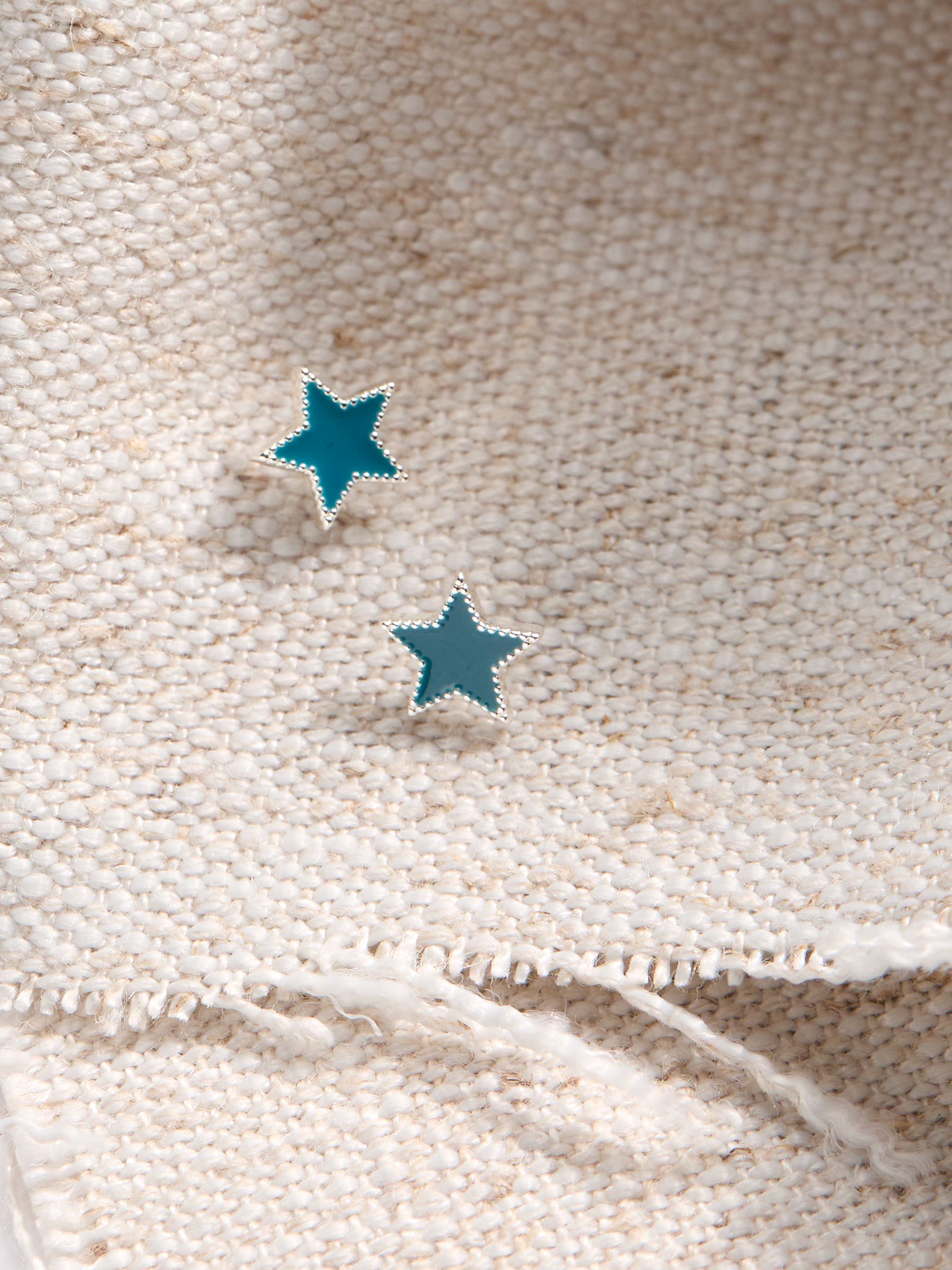 Teal Blue Enamel Star Stud Earrings - Image 2 of 2