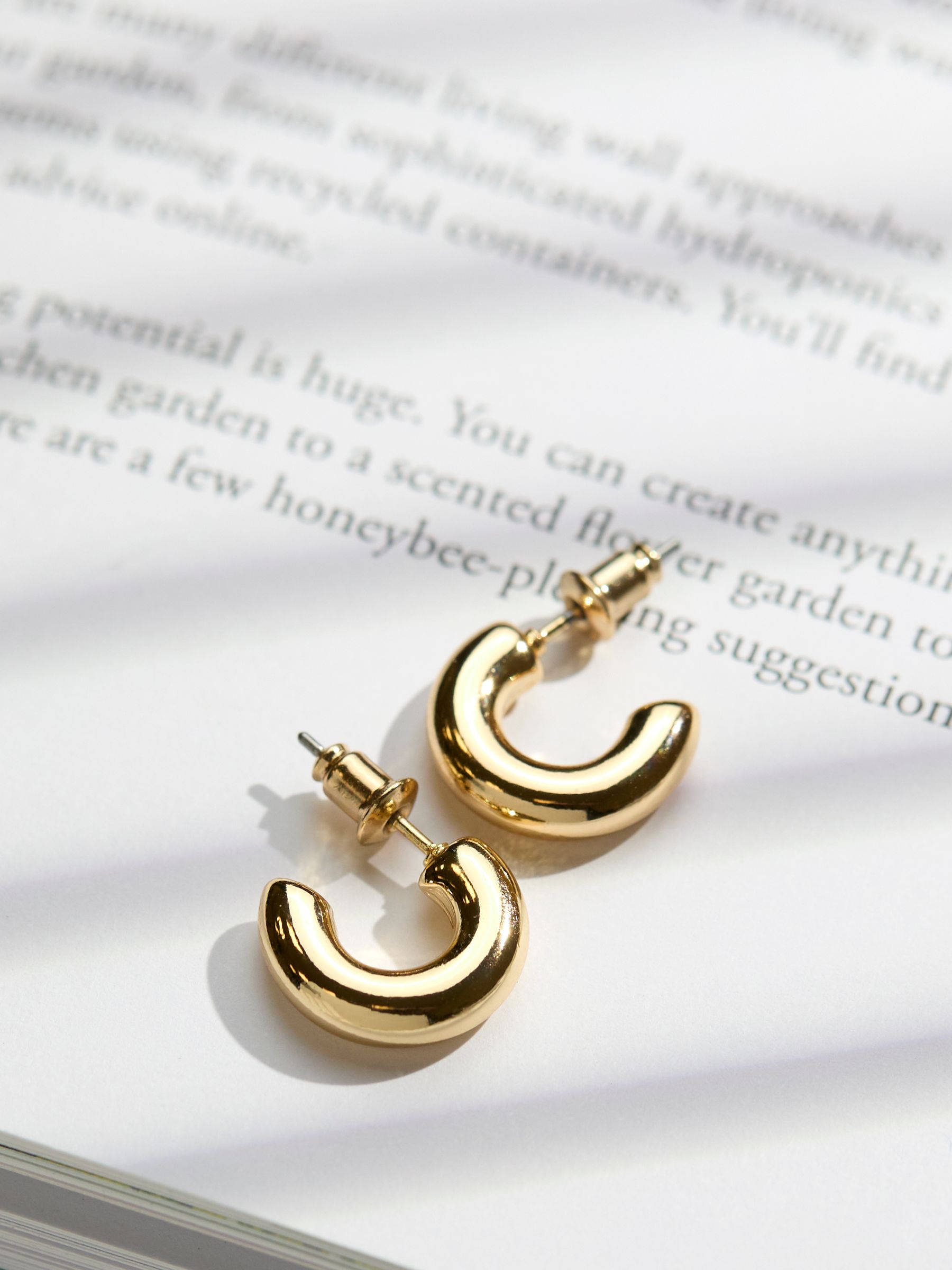 Gold Tone Chunky Huggie Earrings - Image 2 of 2