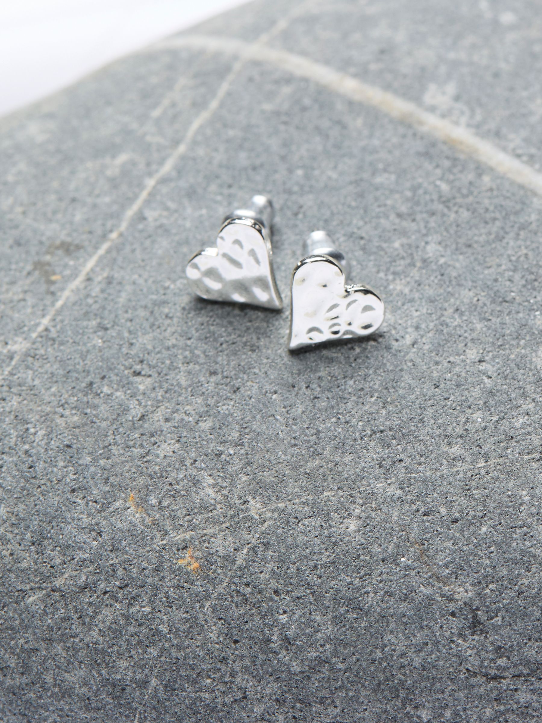 Silver Tone Heart Stud Earrings - Image 2 of 2