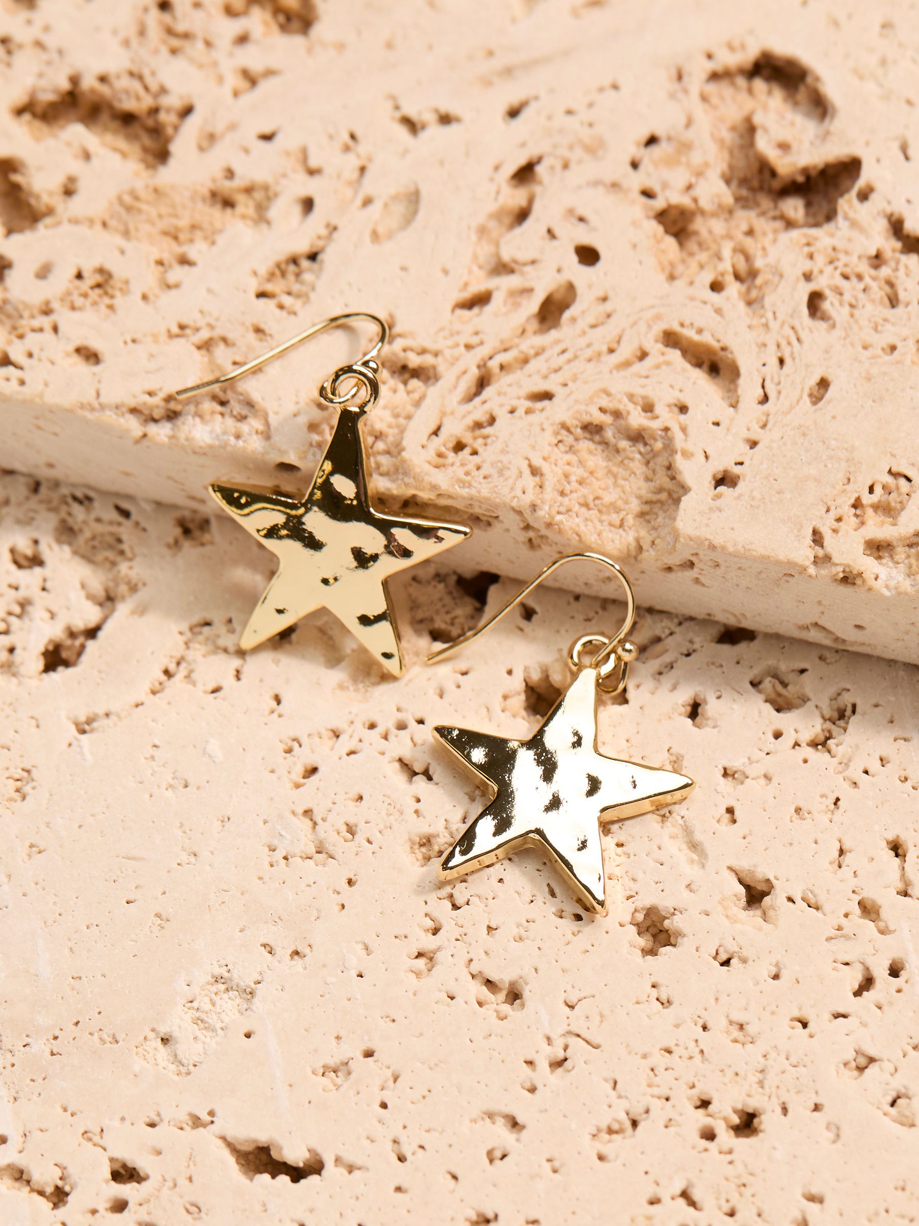Gold Tone Large Star Drop Earrings - Image 2 of 2