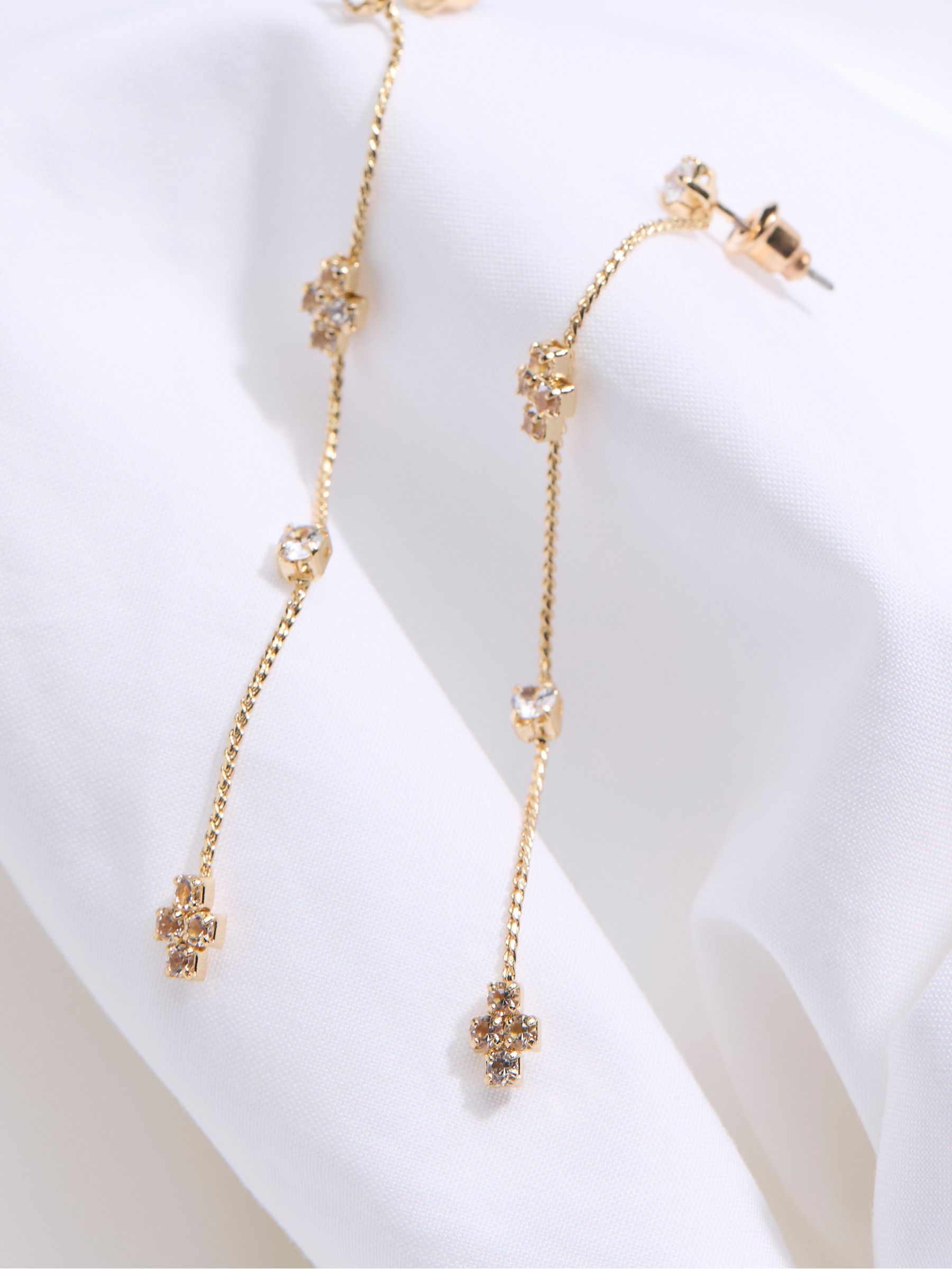 Gold Tone Gem Drop Earrings - Image 2 of 2