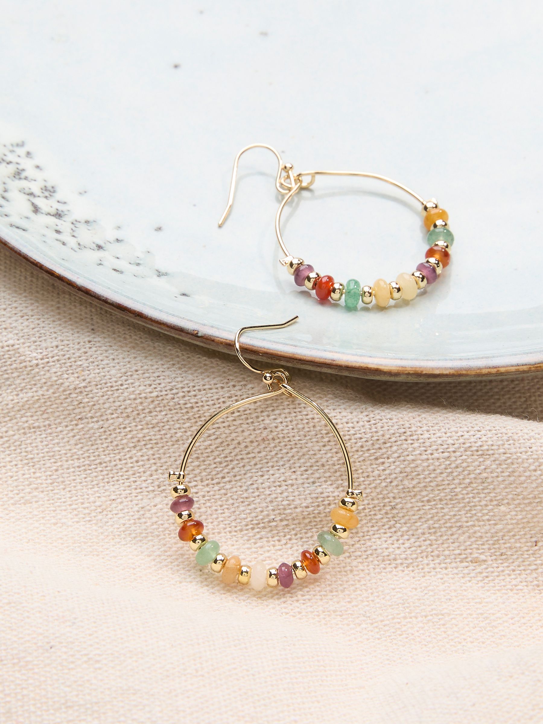 Multi Colour Bead Hoop Earrings - Image 3 of 3 Multi Colour Bead Hoop Earrings - Image 3 of 3