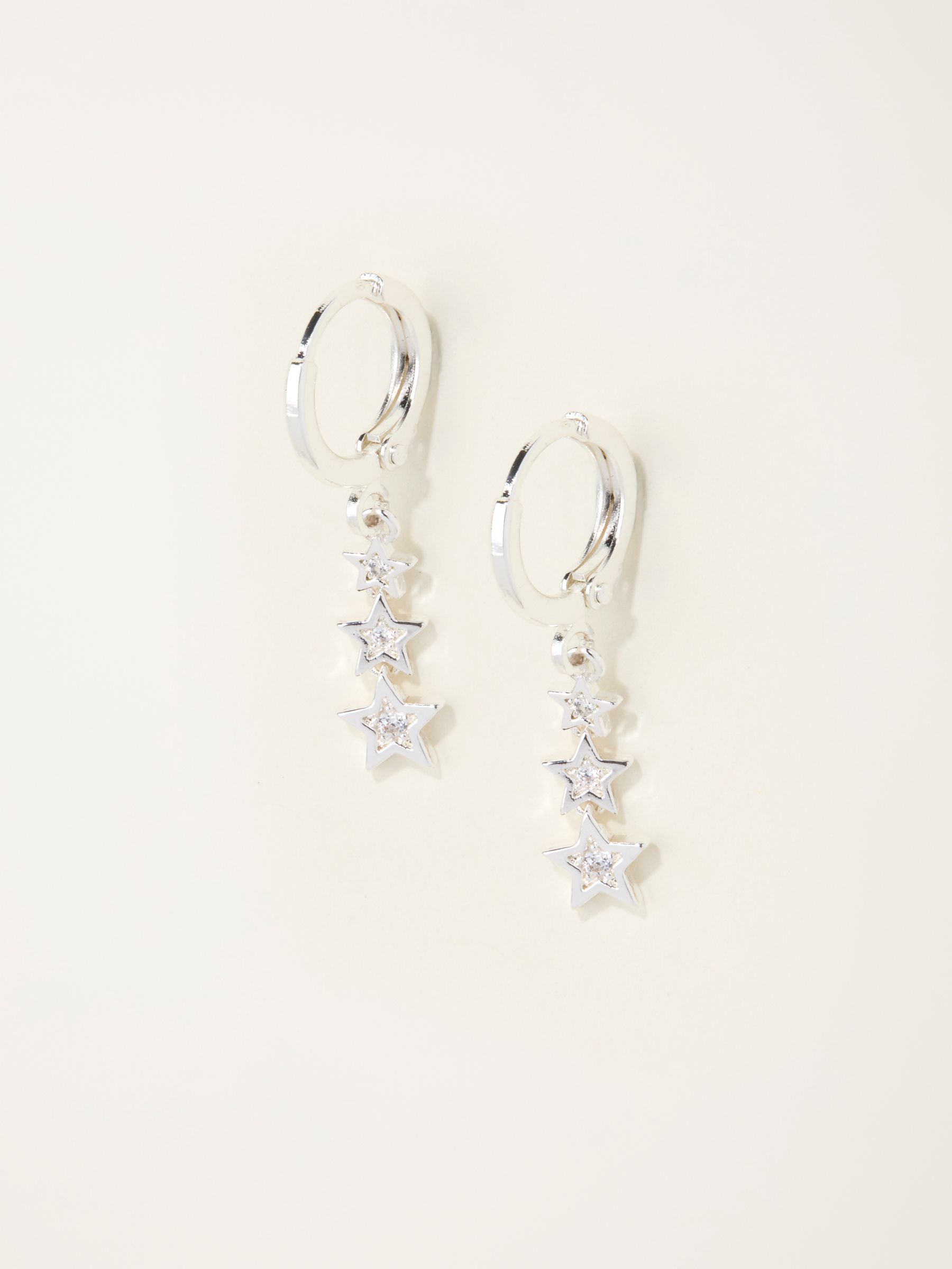 Silver Tone Trio Star Drop Earrings - Image 1 of 2