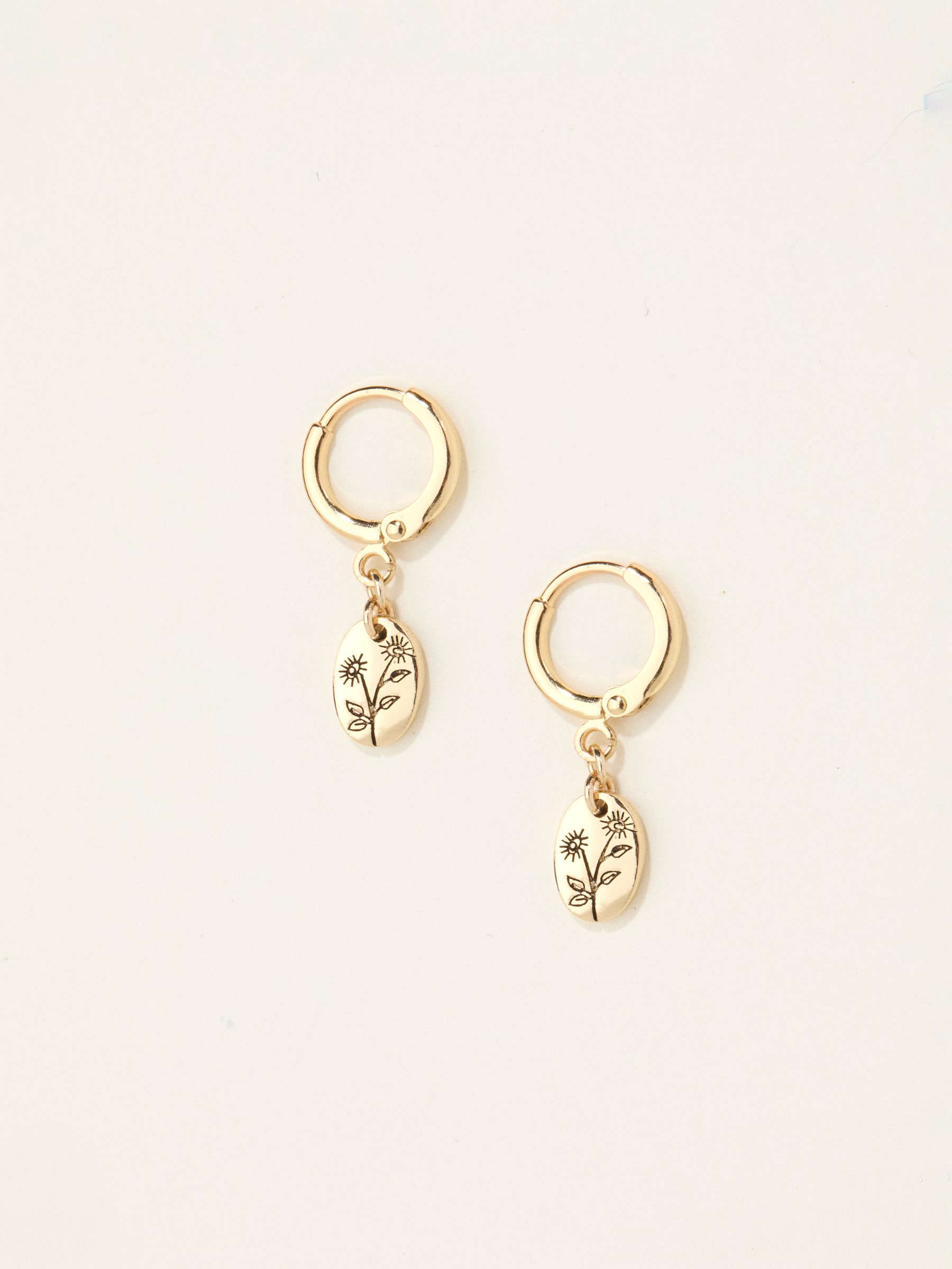 Gold Tone Embossed Earrings - Image 1 of 2