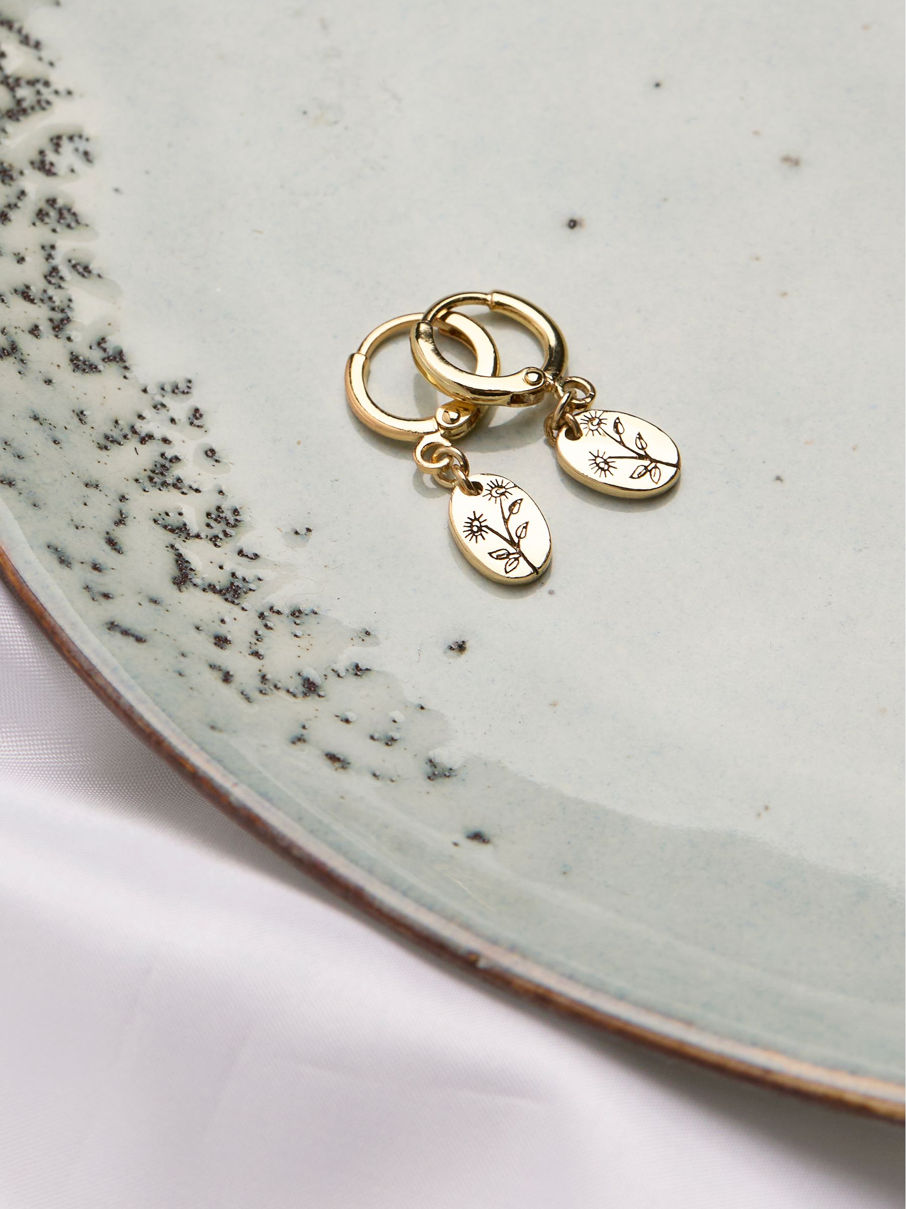 Gold Tone Embossed Earrings - Image 2 of 2