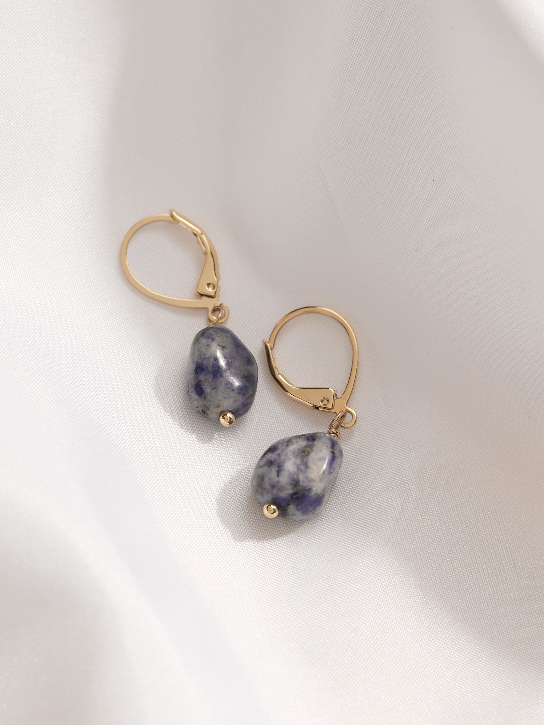 Blue Stone Drop Earrings - Image 2 of 2