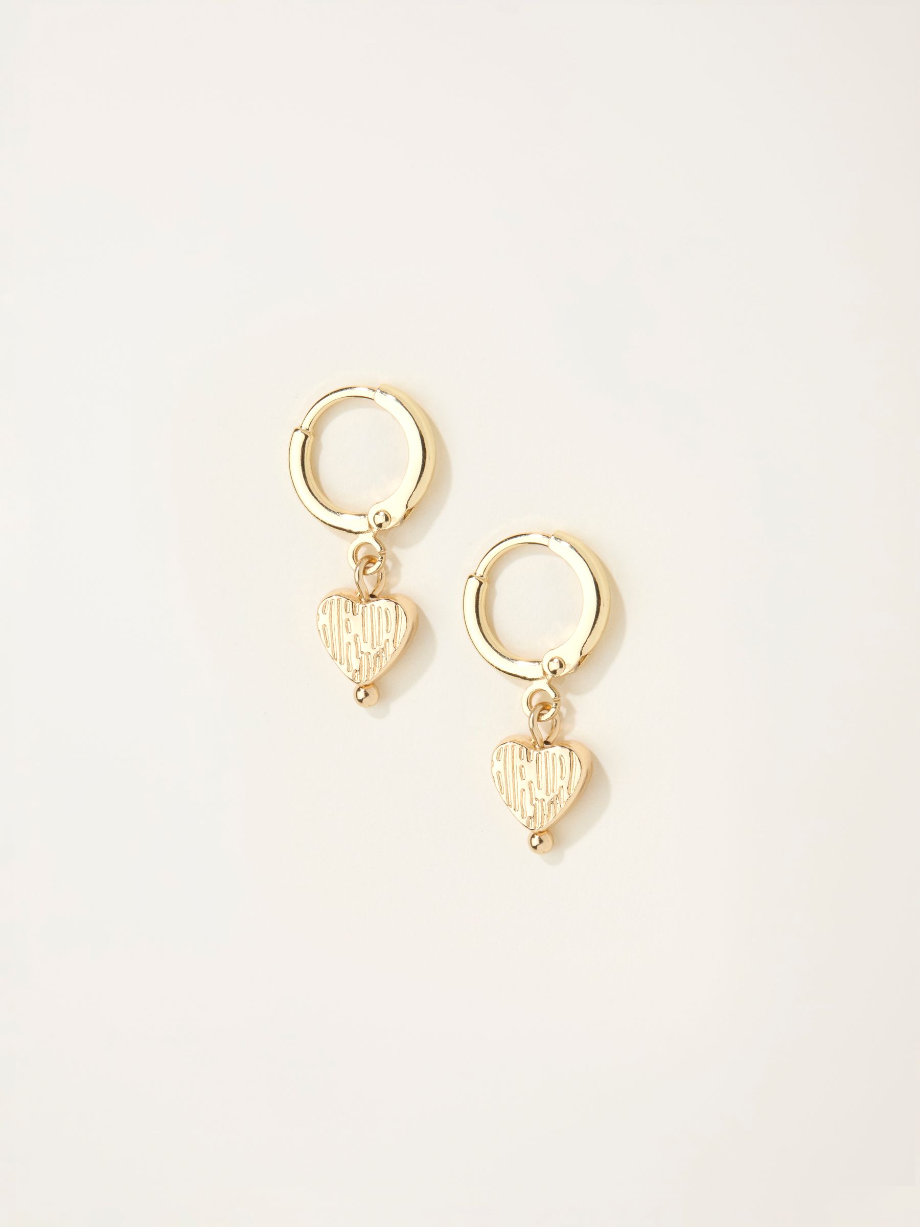 Gold Tone Heart Drop Earrings - Image 1 of 2 Gold Tone Heart Drop Earrings - Image 1 of 2
