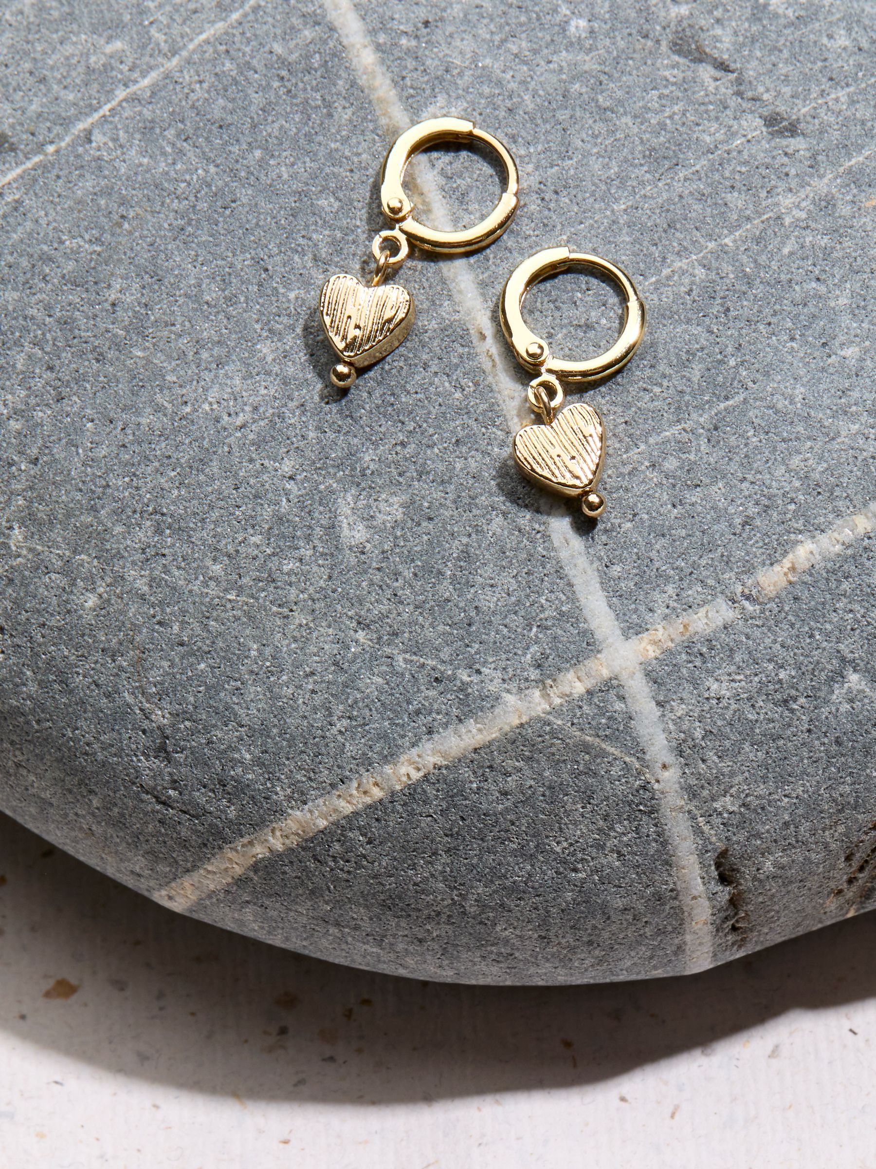 Gold Tone Heart Drop Earrings - Image 2 of 2 Gold Tone Heart Drop Earrings - Image 2 of 2
