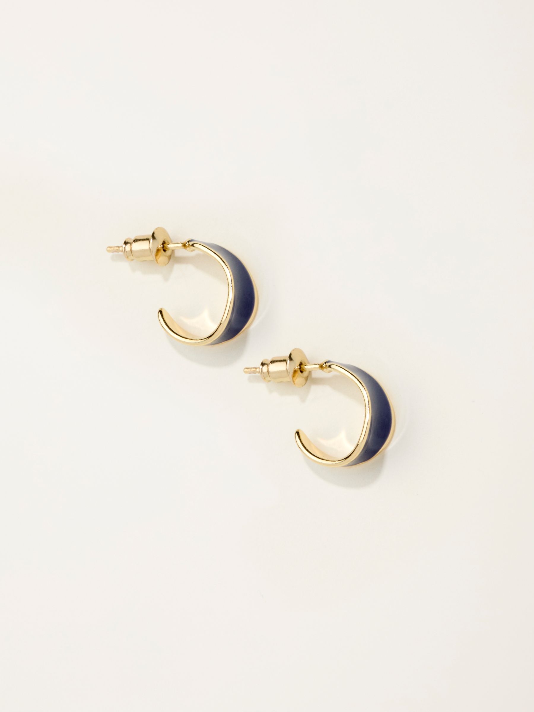 Navy Blue Enamel Huggie Earrings - Image 1 of 2
