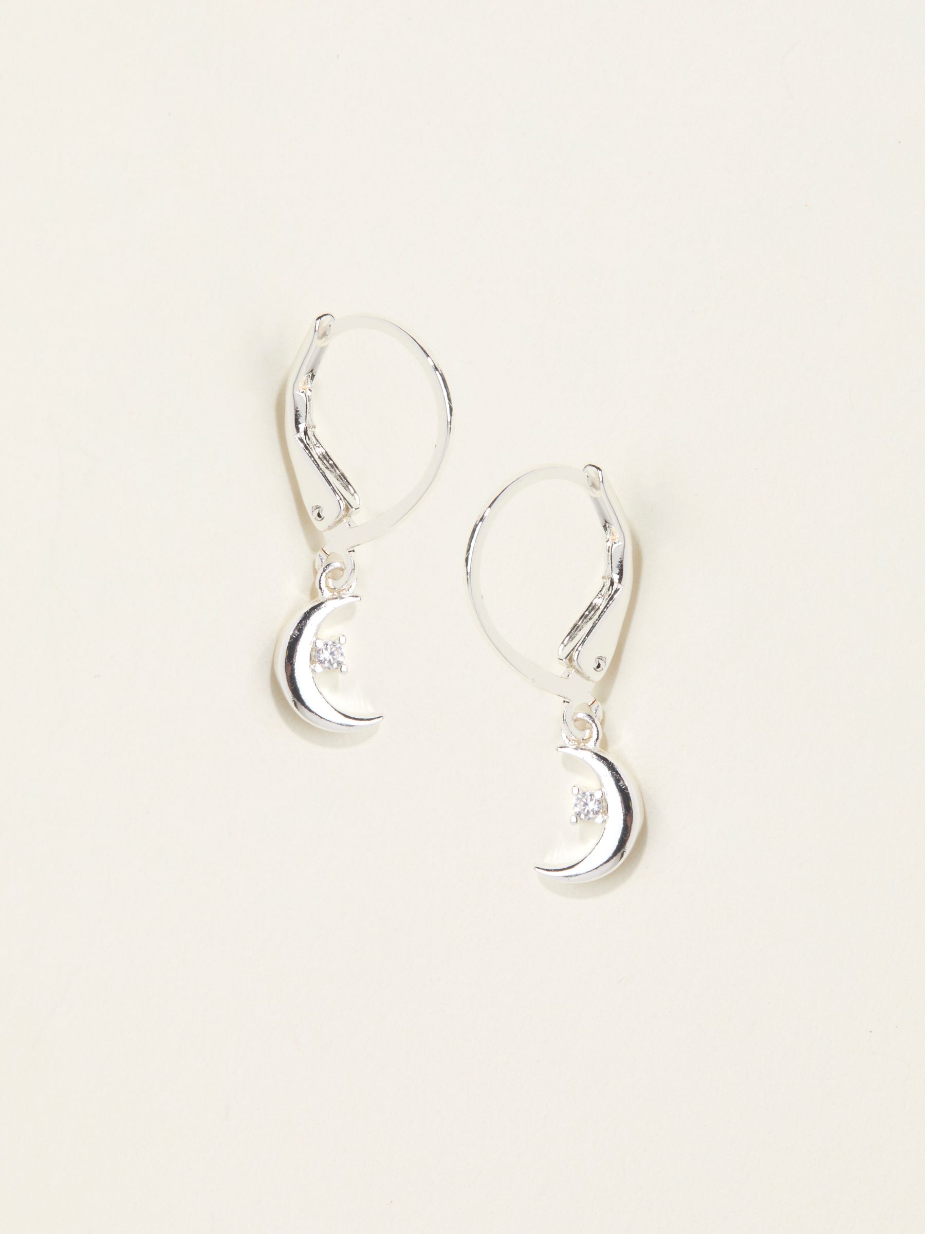 Silver Tone Moon Drop Earrings - Image 1 of 2
