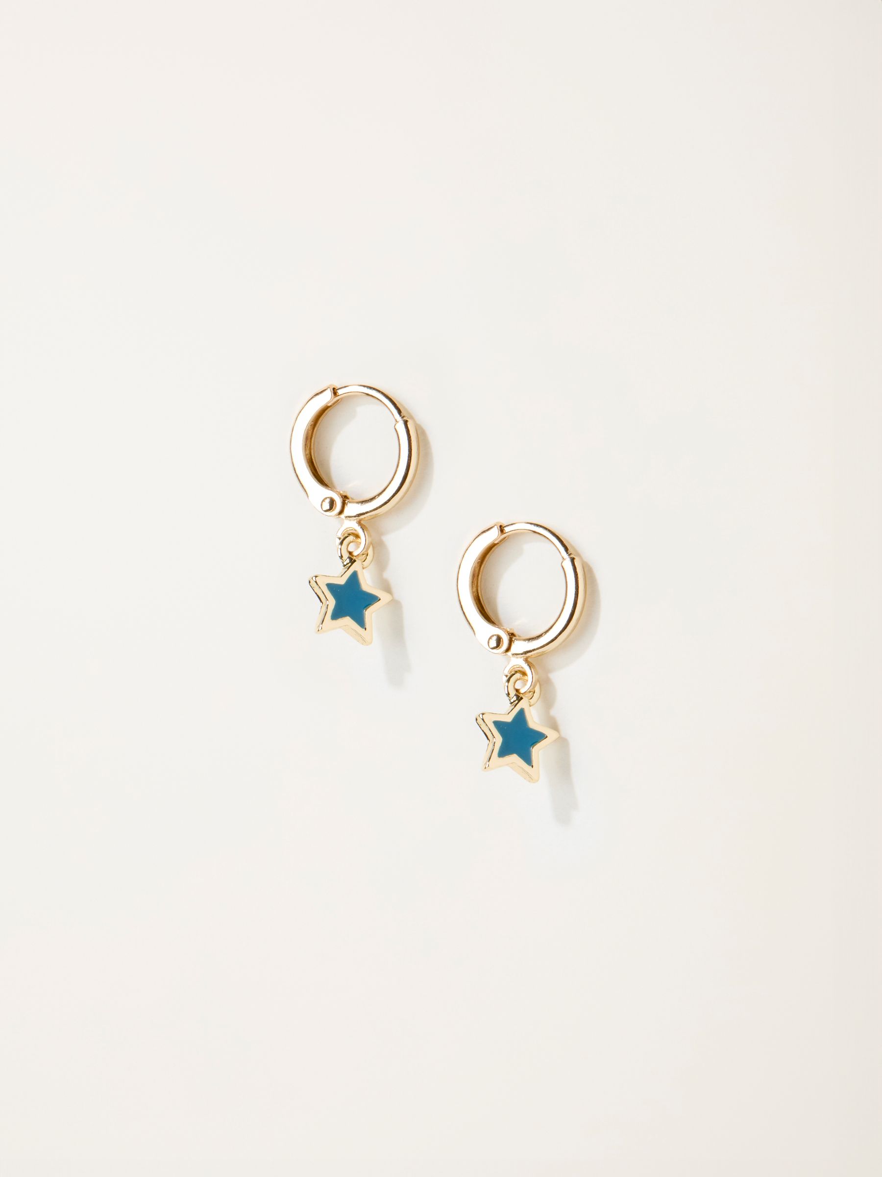 Teal Blue Enamel Star Drop Earrings - Image 1 of 2