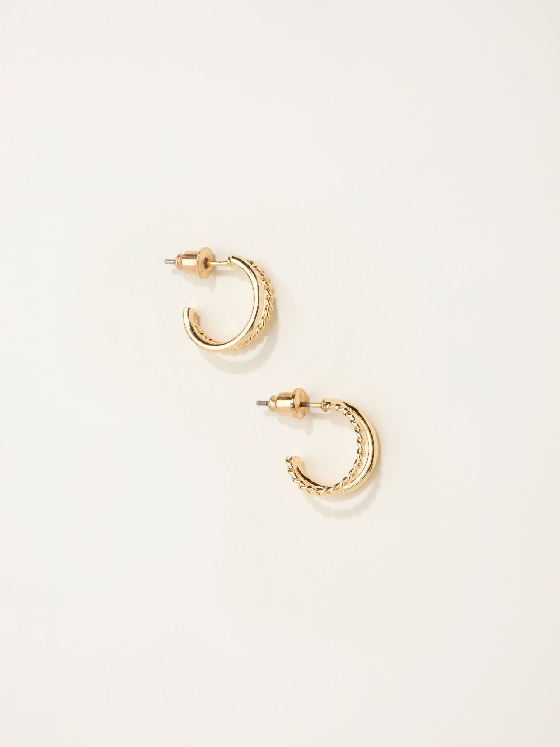Gold Tone Double Hoop Huggie Earrings - Image 1 of 2