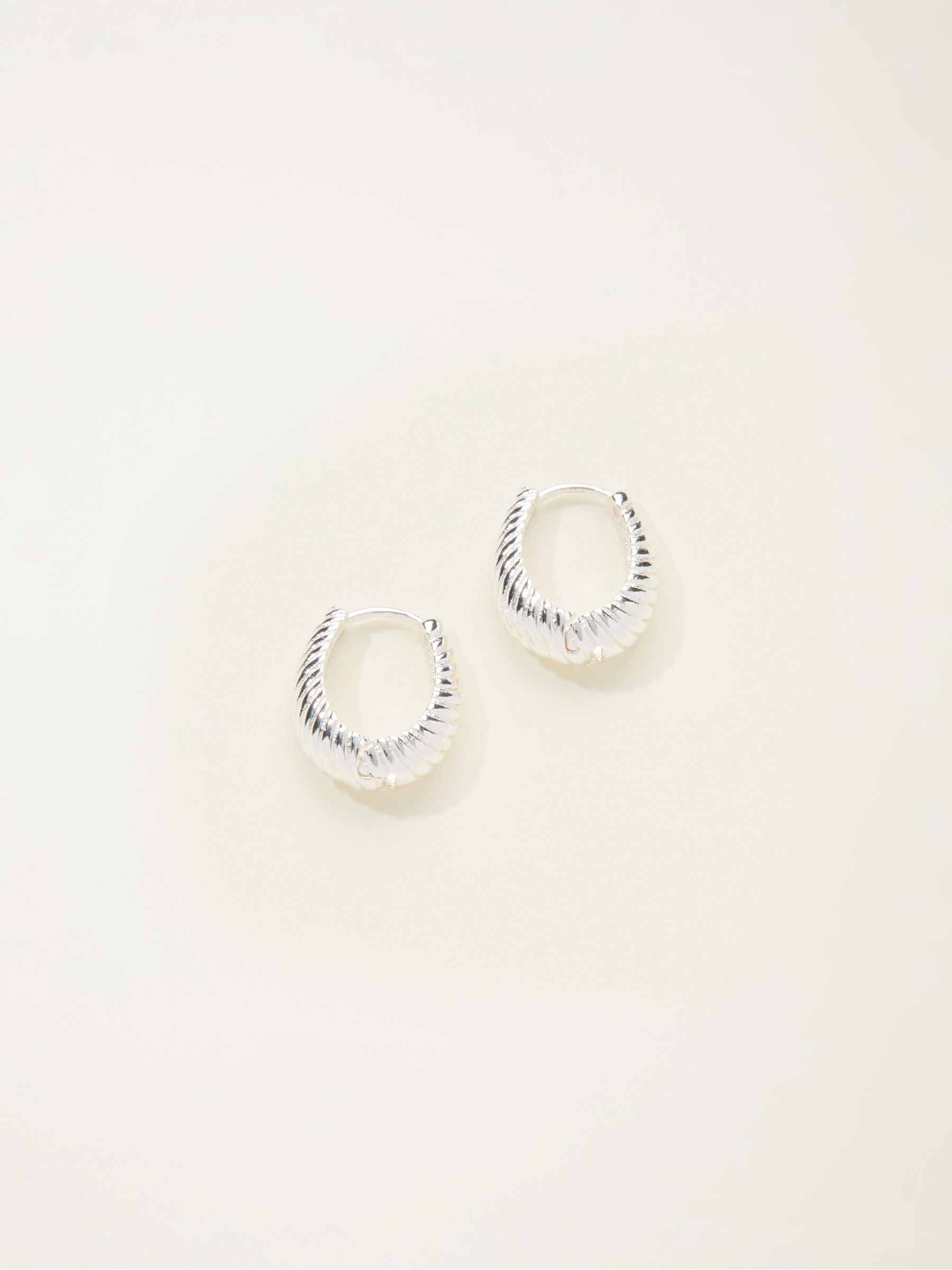 Silver Tone Textured Hoop Earrings - Image 1 of 2