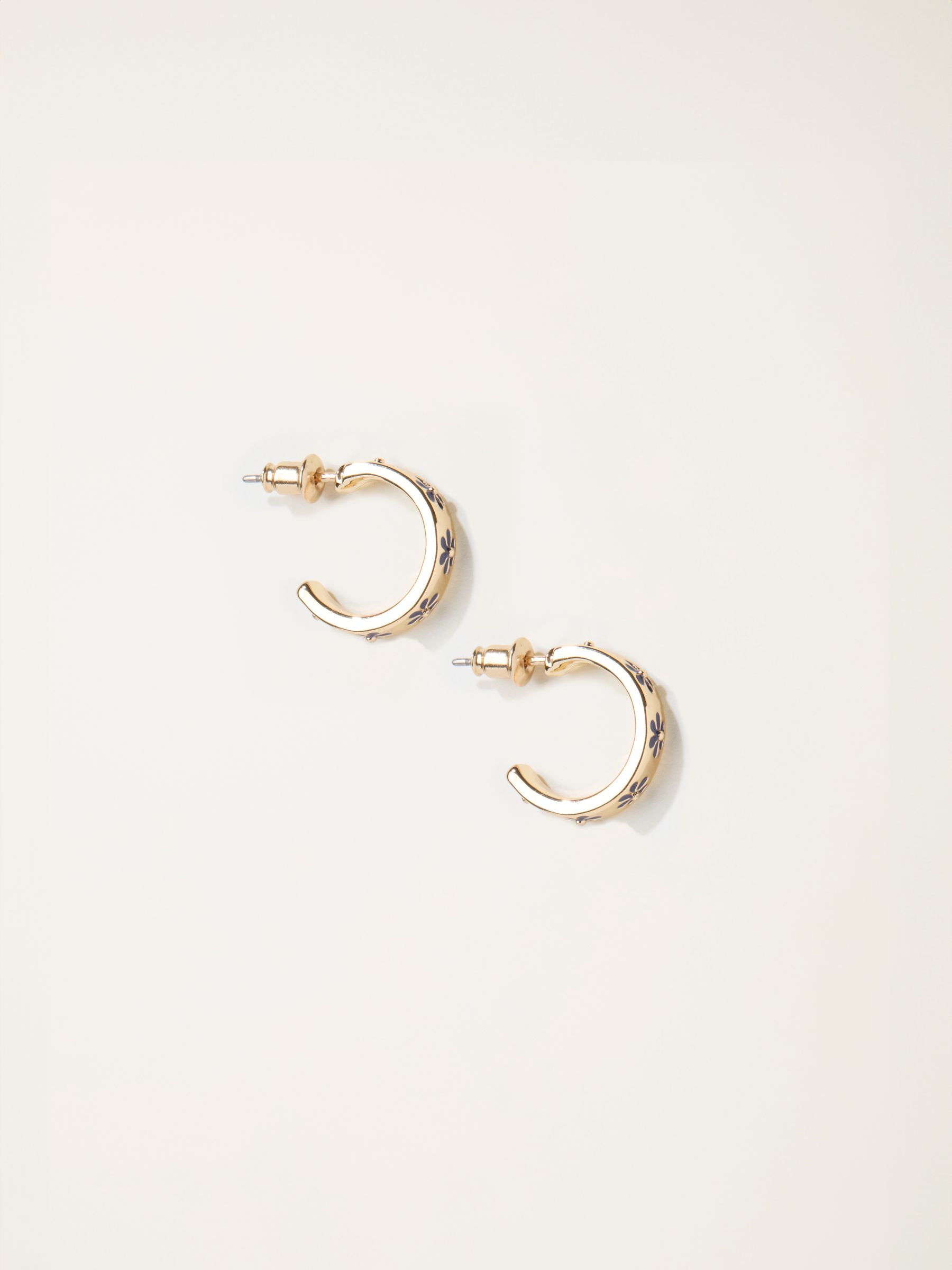Navy Bliue Enamel Daisy Hoop Earrings - Image 1 of 2