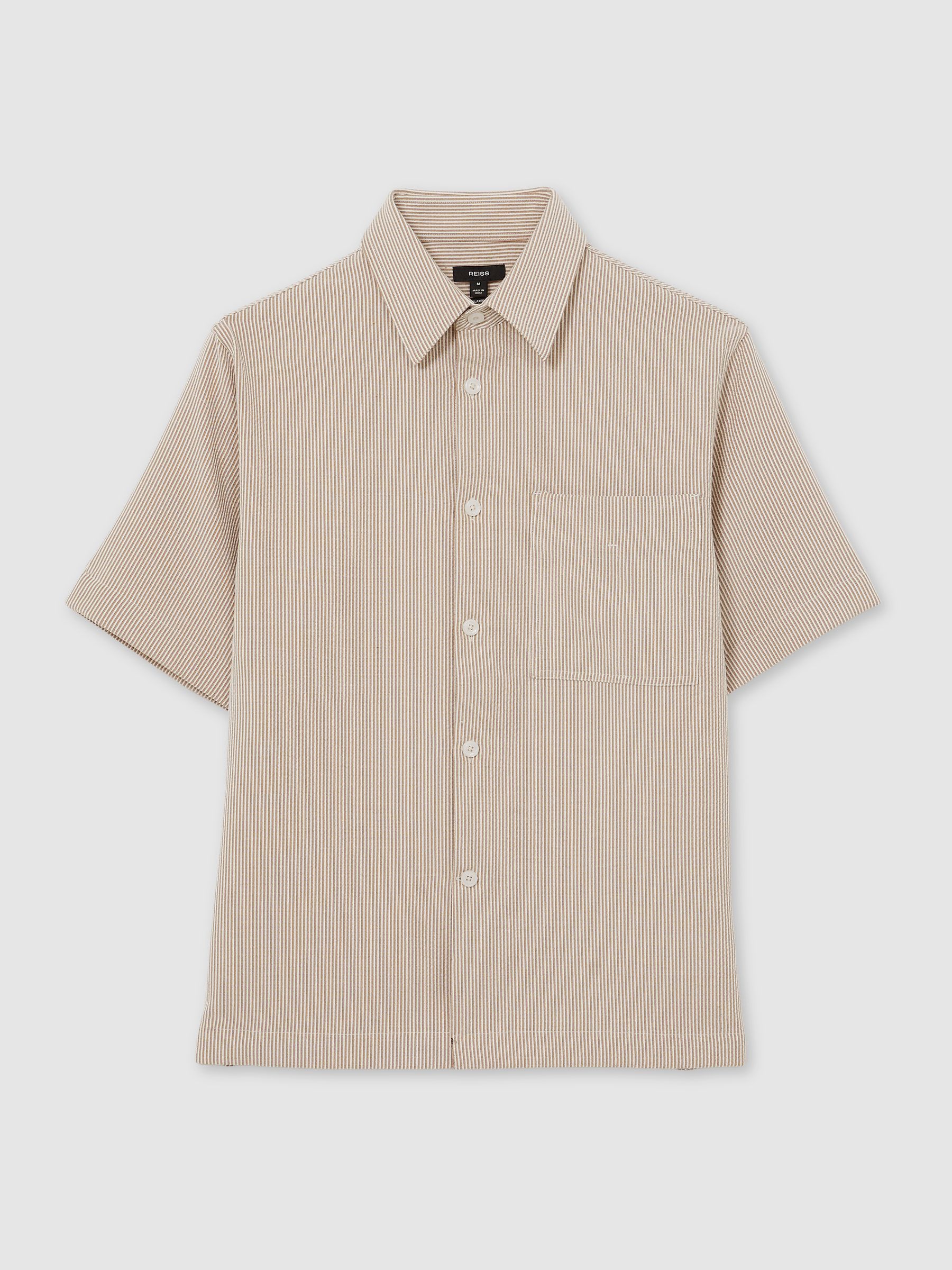 Seersucker Stripe Shirt in Oatmeal/White - Image 2 of 6