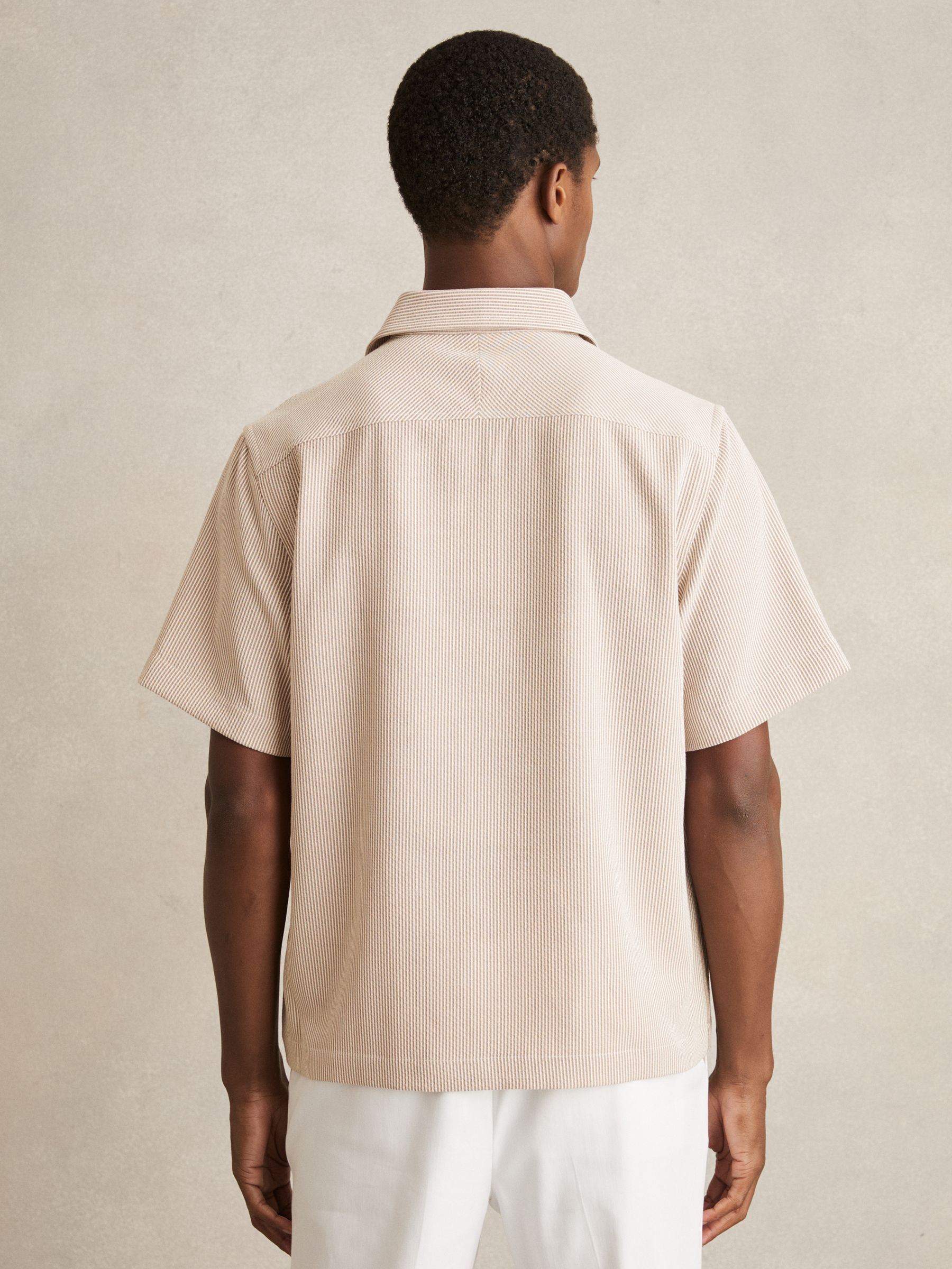 Seersucker Stripe Shirt in Oatmeal/White - image 5
