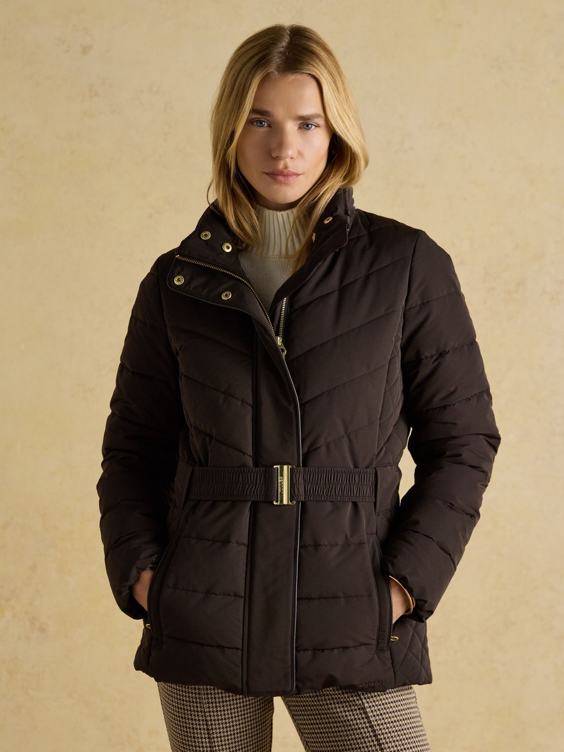 Aspen Brown Showerproof Padded Coat with Faux Fur Hood - Image 11 of 16