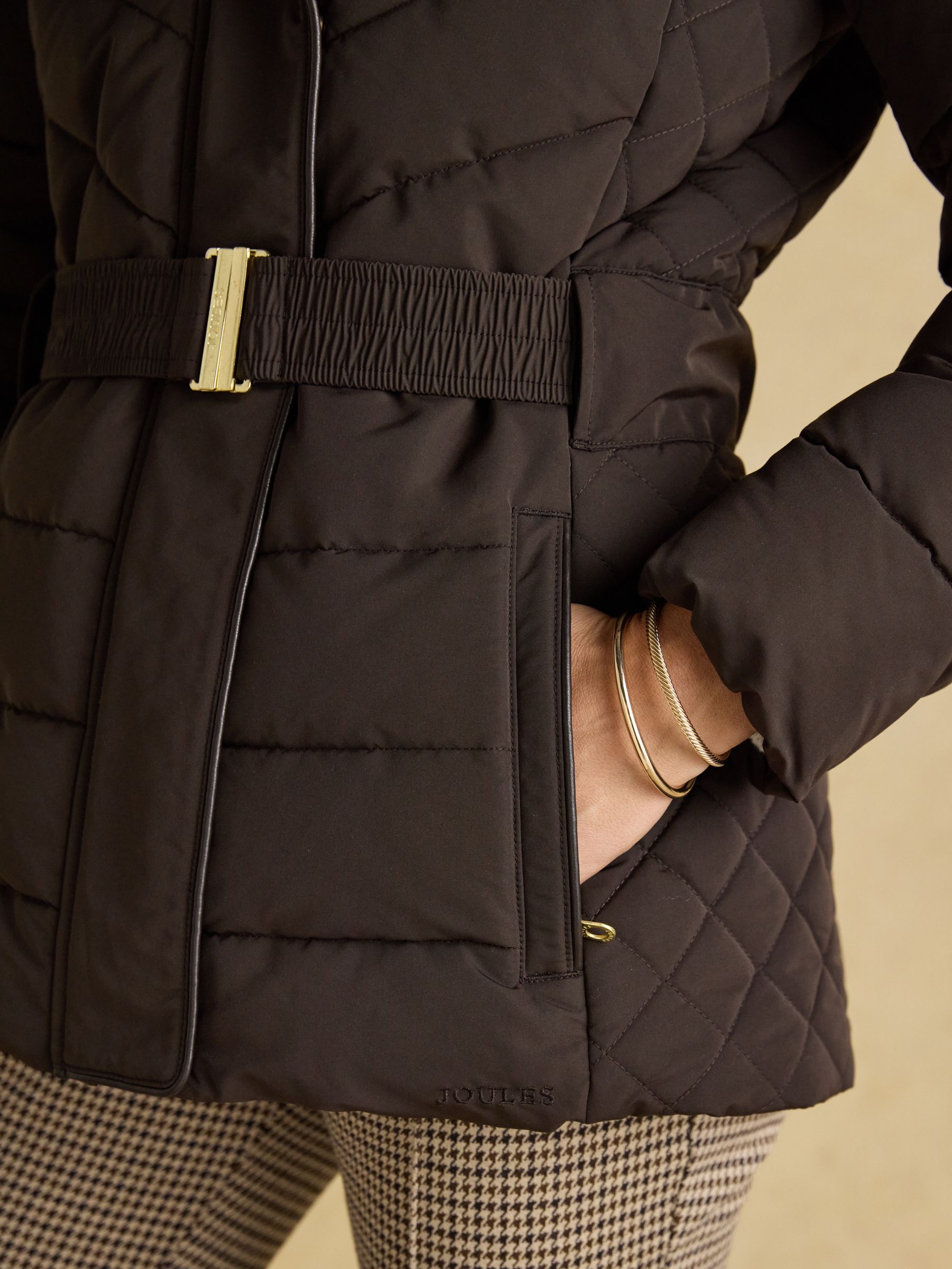 Aspen Brown Showerproof Padded Coat with Faux Fur Hood - Image 12 of 16