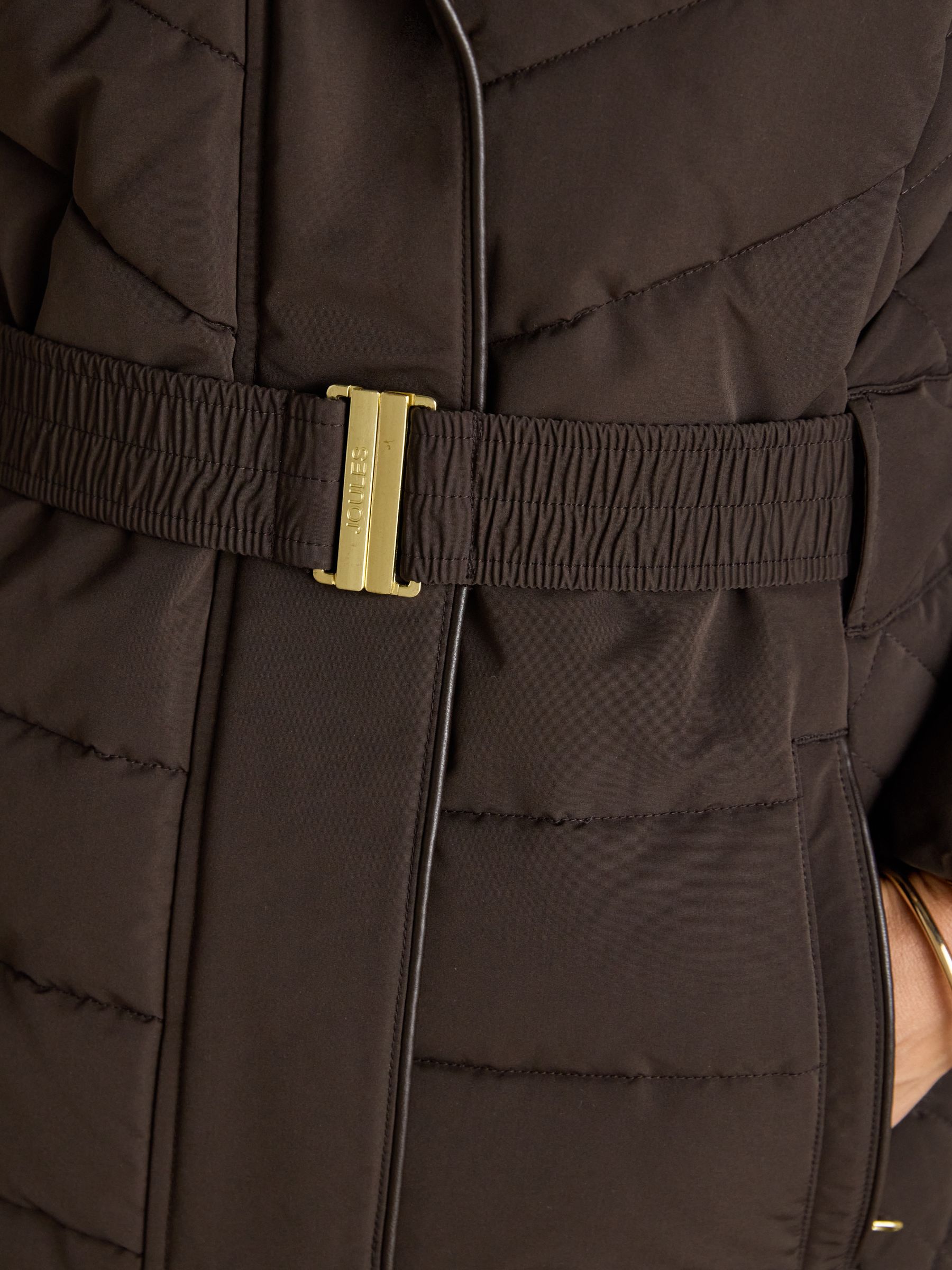 Aspen Brown Showerproof Padded Coat with Faux Fur Hood - Image 13 of 16