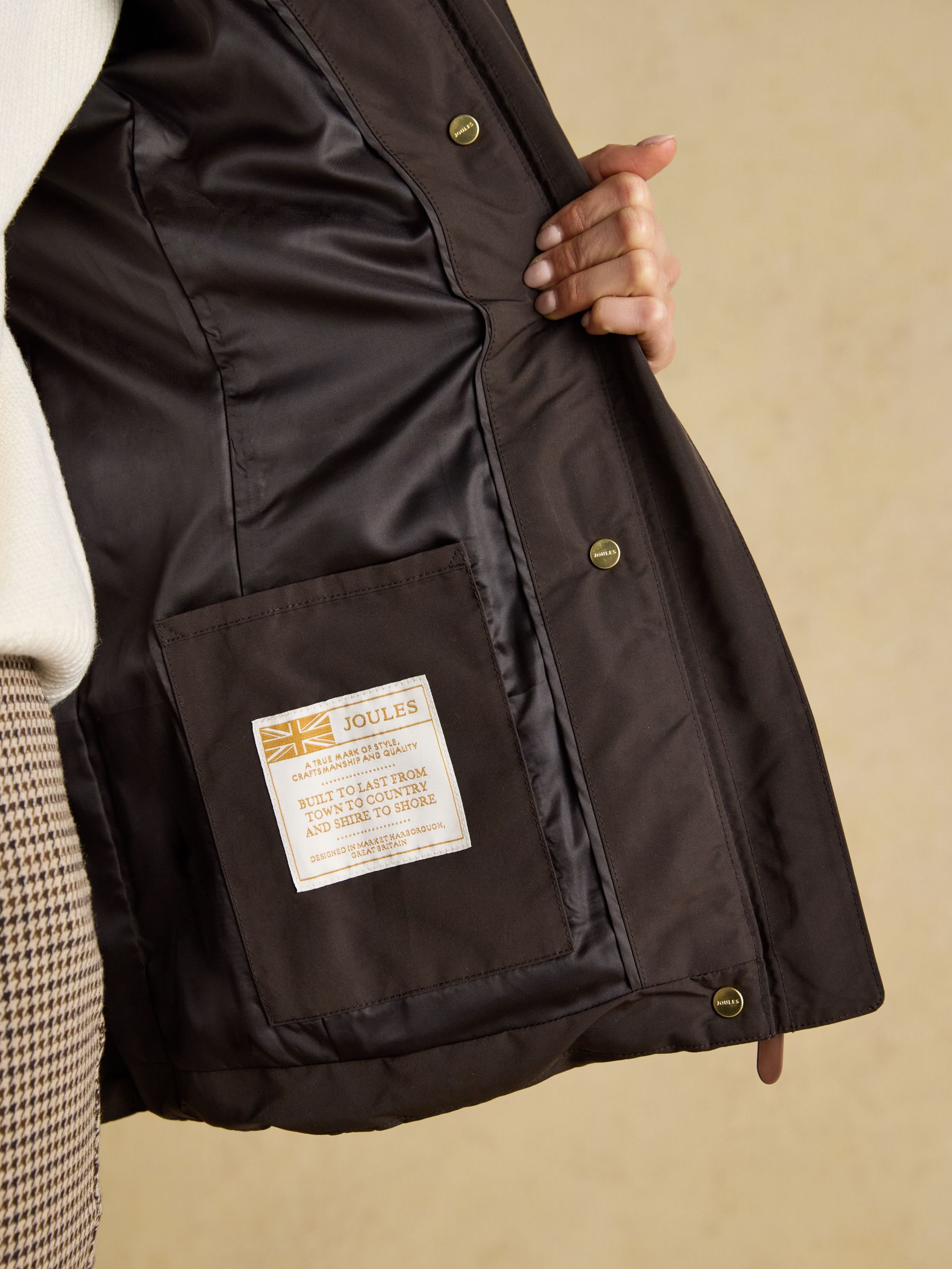 Aspen Brown Showerproof Padded Coat with Faux Fur Hood - Image 14 of 16