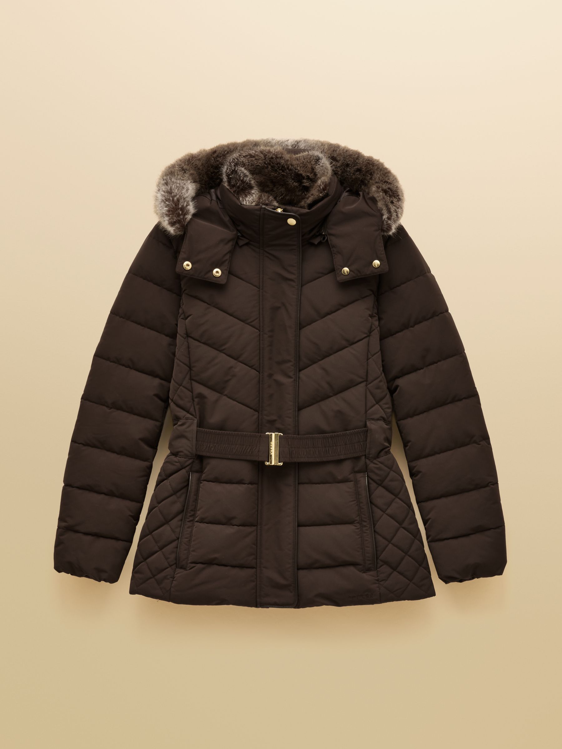 Aspen Brown Showerproof Padded Coat with Faux Fur Hood - Image 16 of 16