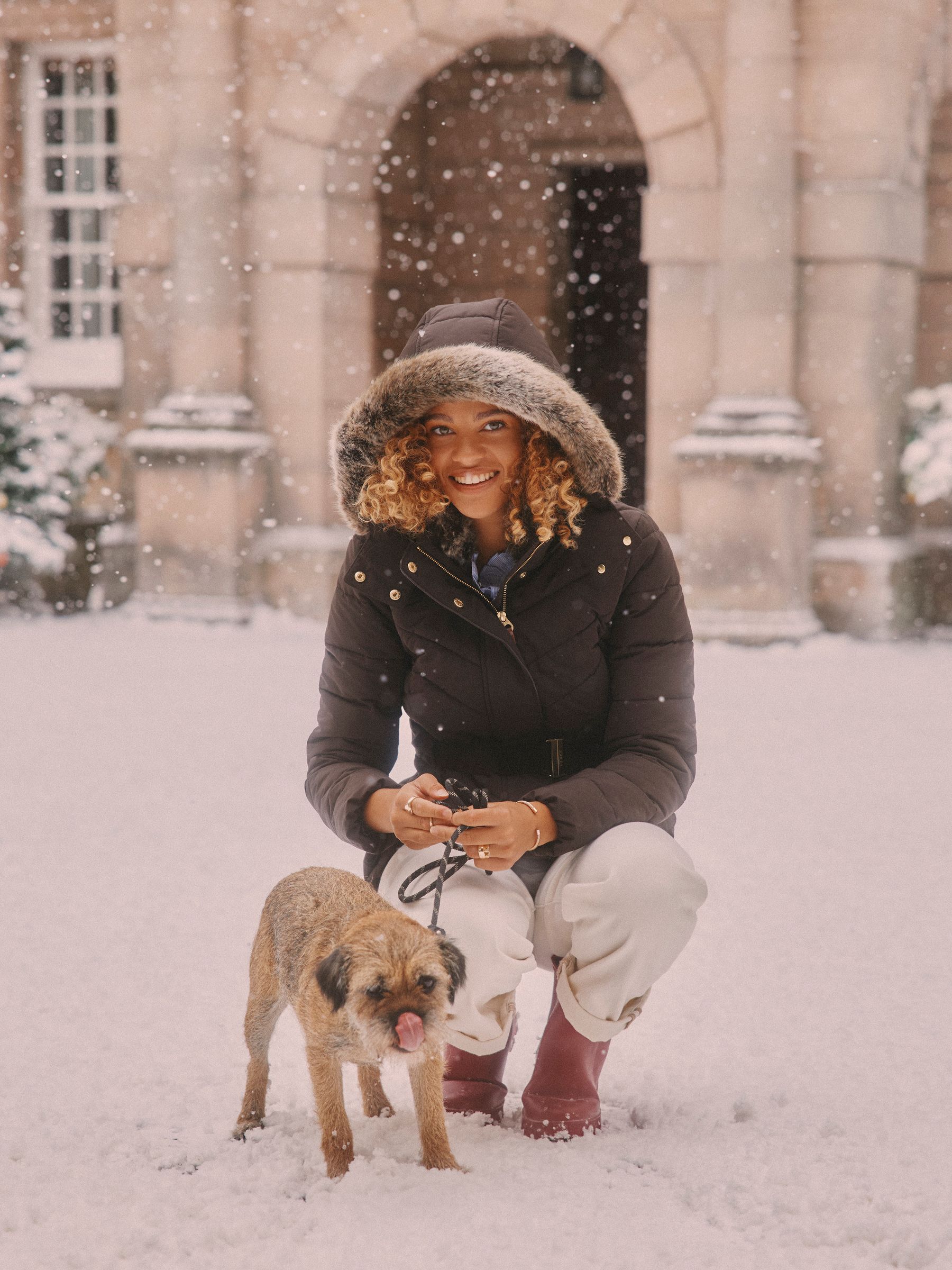 Aspen Brown Showerproof Padded Coat with Faux Fur Hood - Image 4 of 16