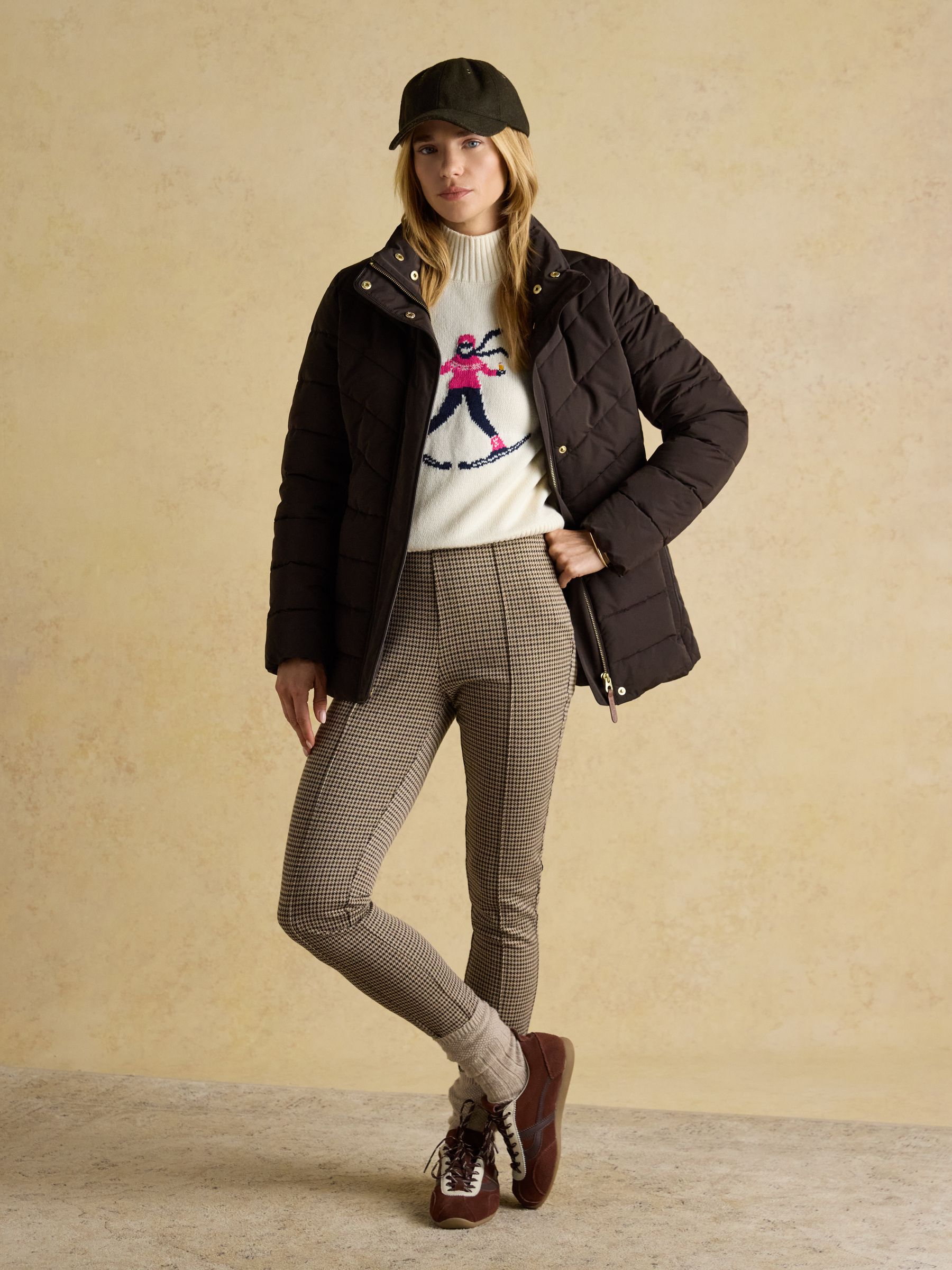 Aspen Brown Showerproof Padded Coat with Faux Fur Hood - Image 7 of 16