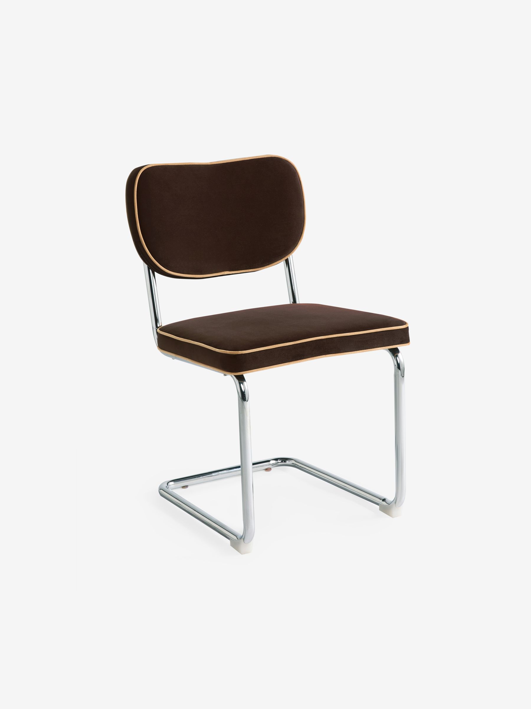 Set of 2 Parker Dining Chairs in Velvet in Chocolate Brown with Truffle Piping - Image 5 of 6