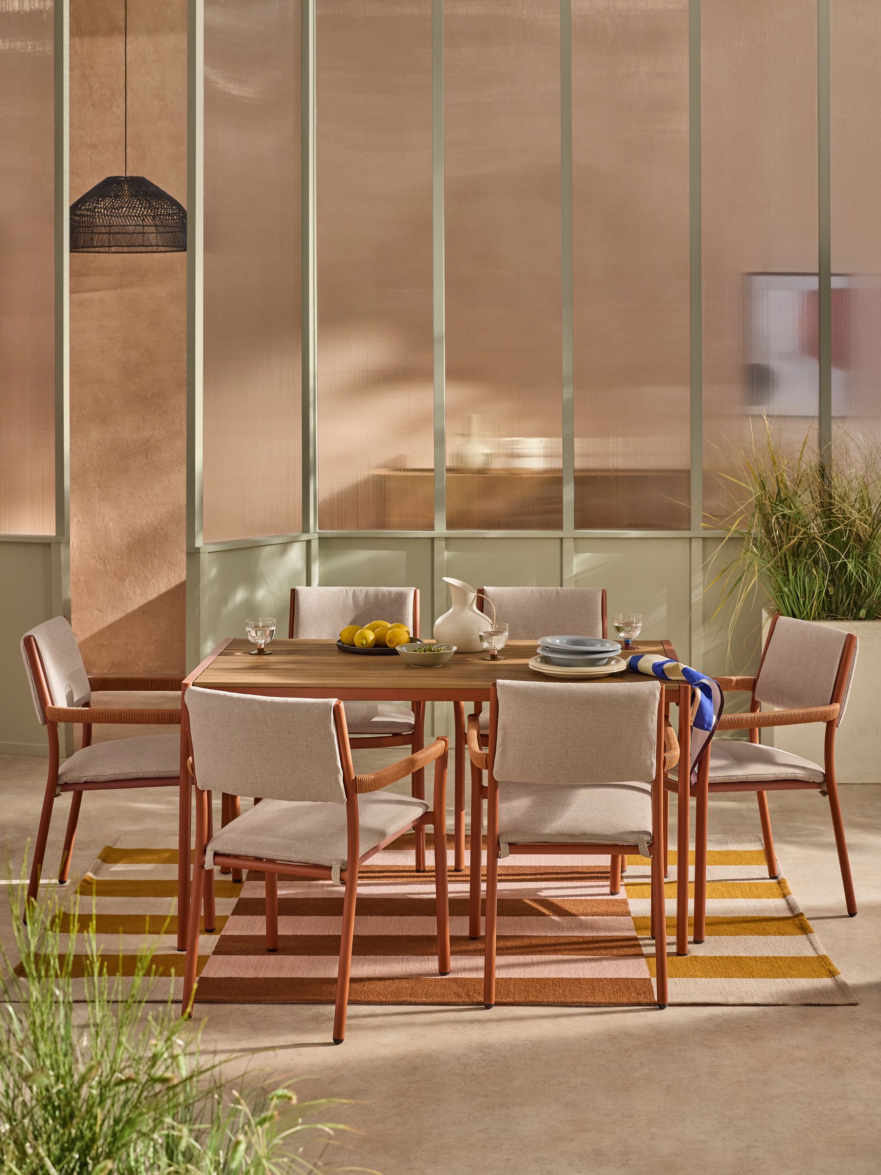 Estelle 6 Seater Dining Set in Terracotta - Image 1 of 3