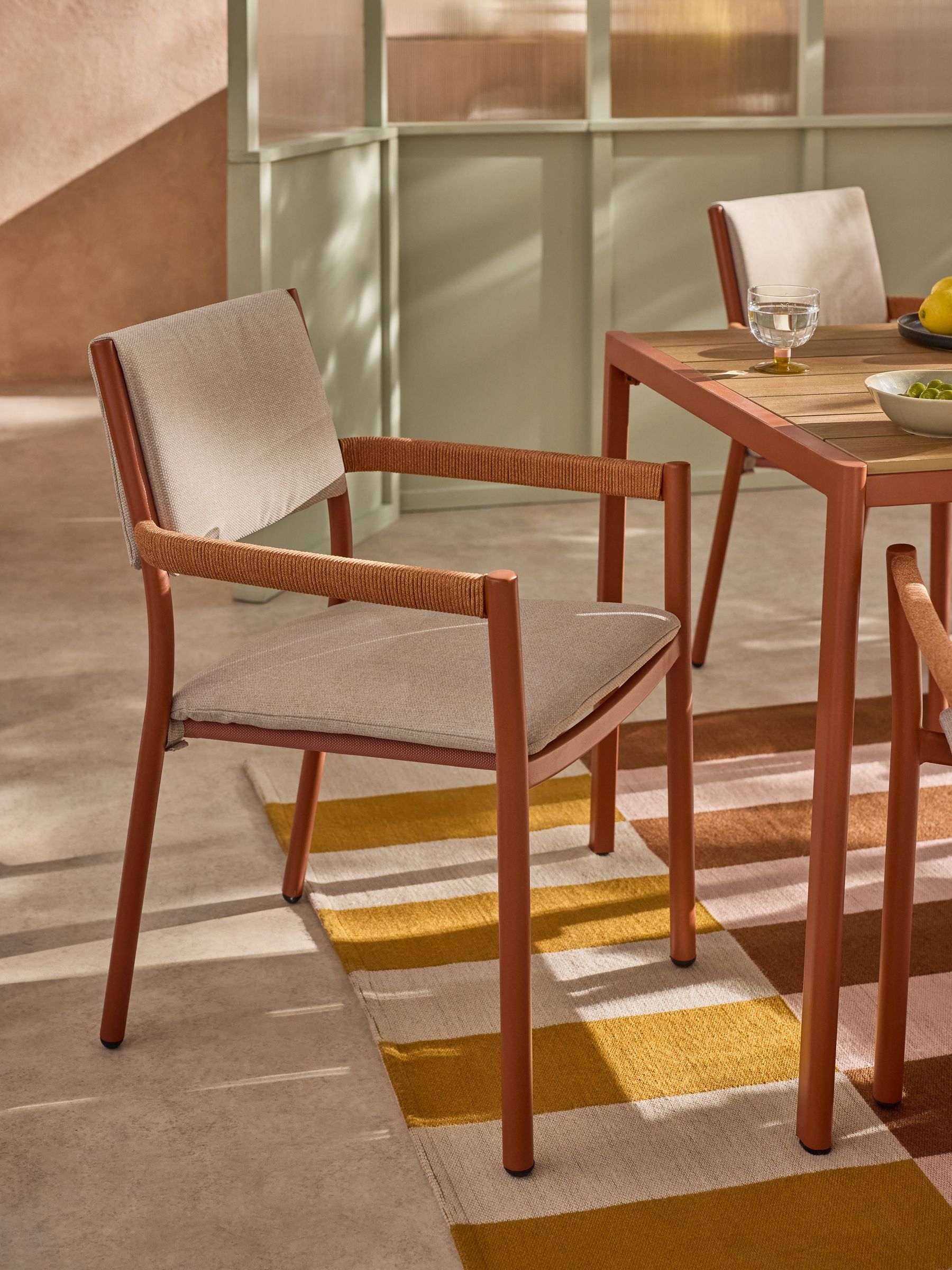 Estelle 6 Seater Dining Set in Terracotta - Image 2 of 3