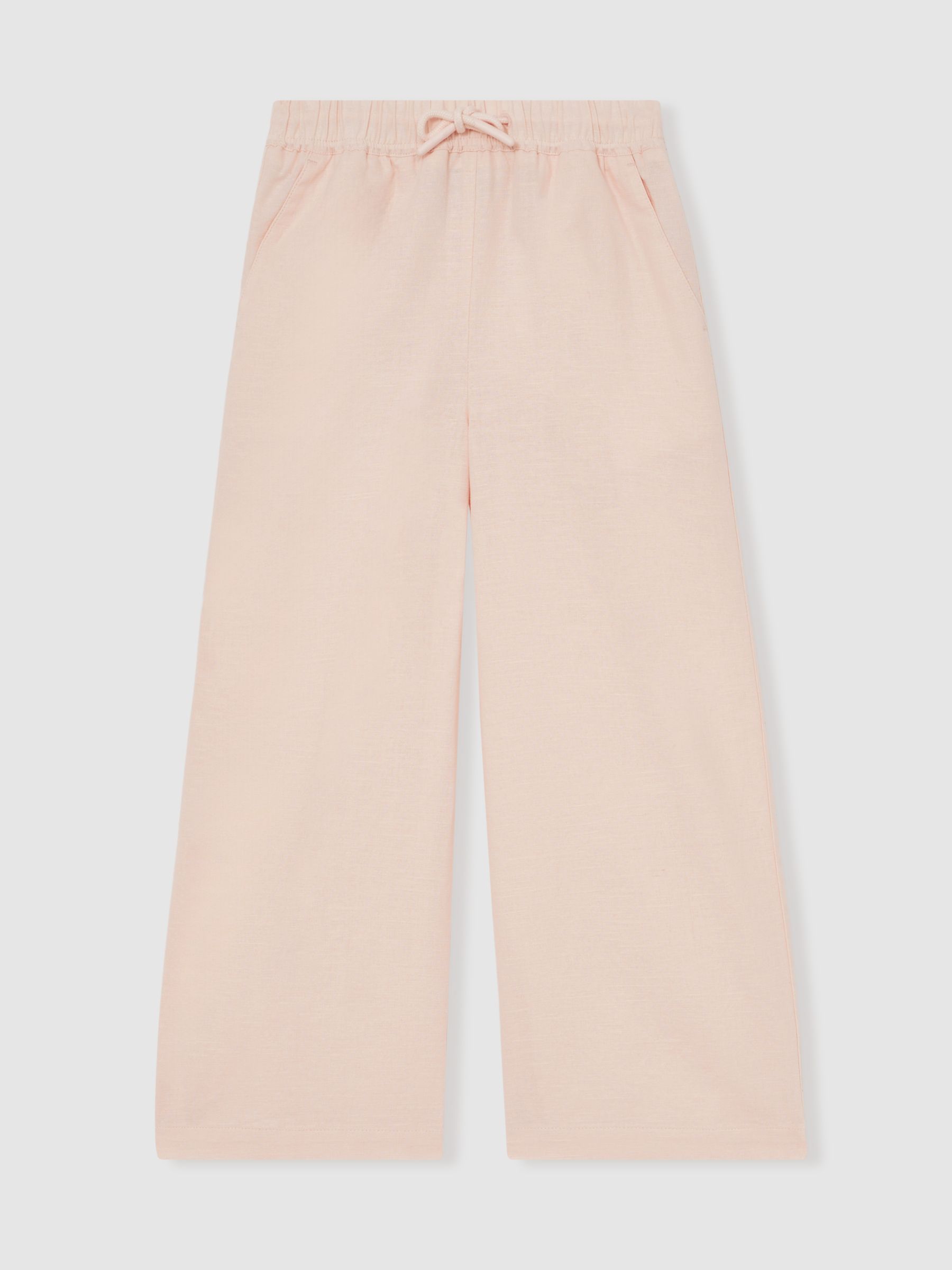 Cotton-Linen Drawstring Trousers in Pink - Image 1 of 4