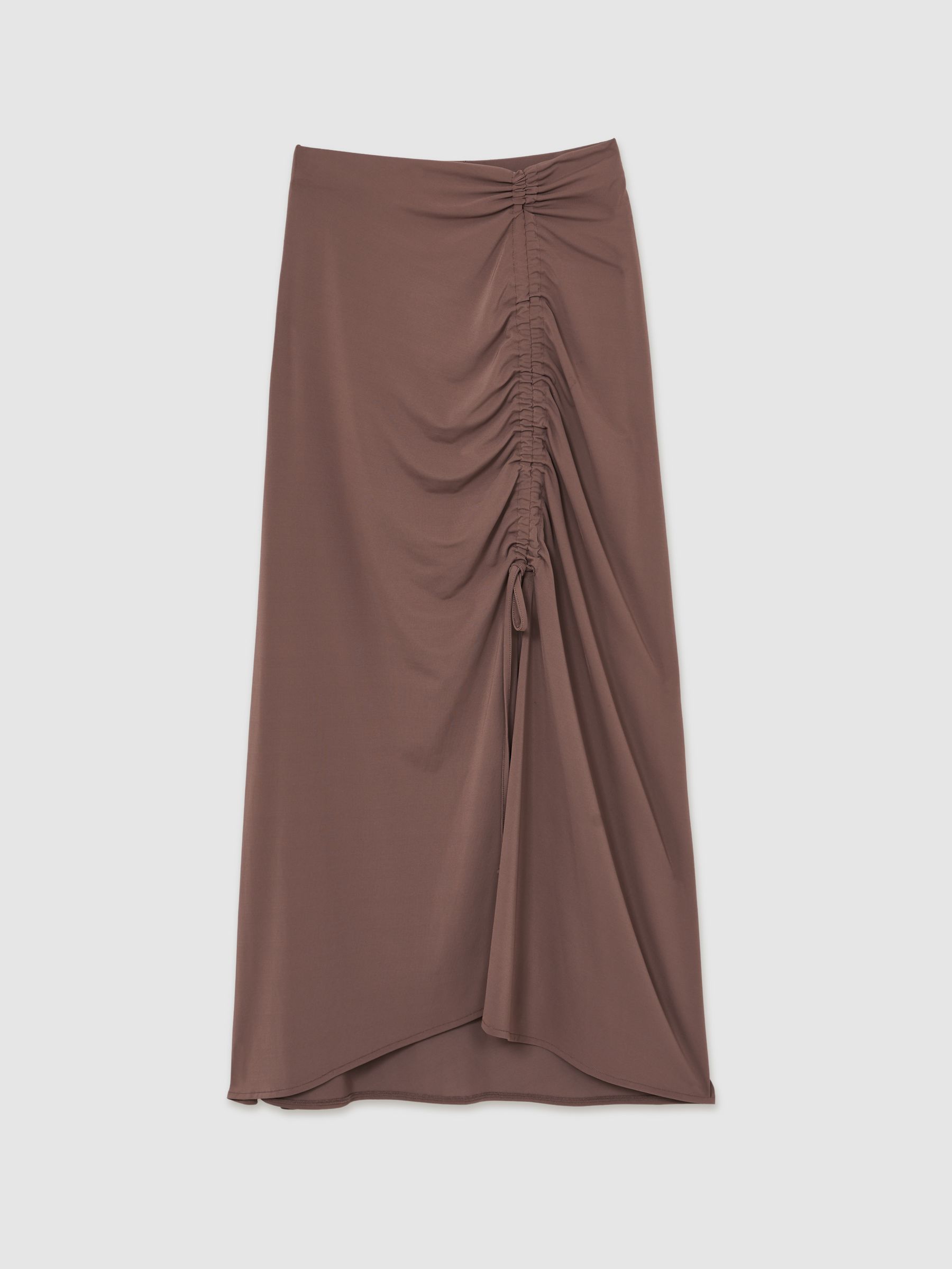 Ruched Midi Skirt in Mink - Image 2 of 5