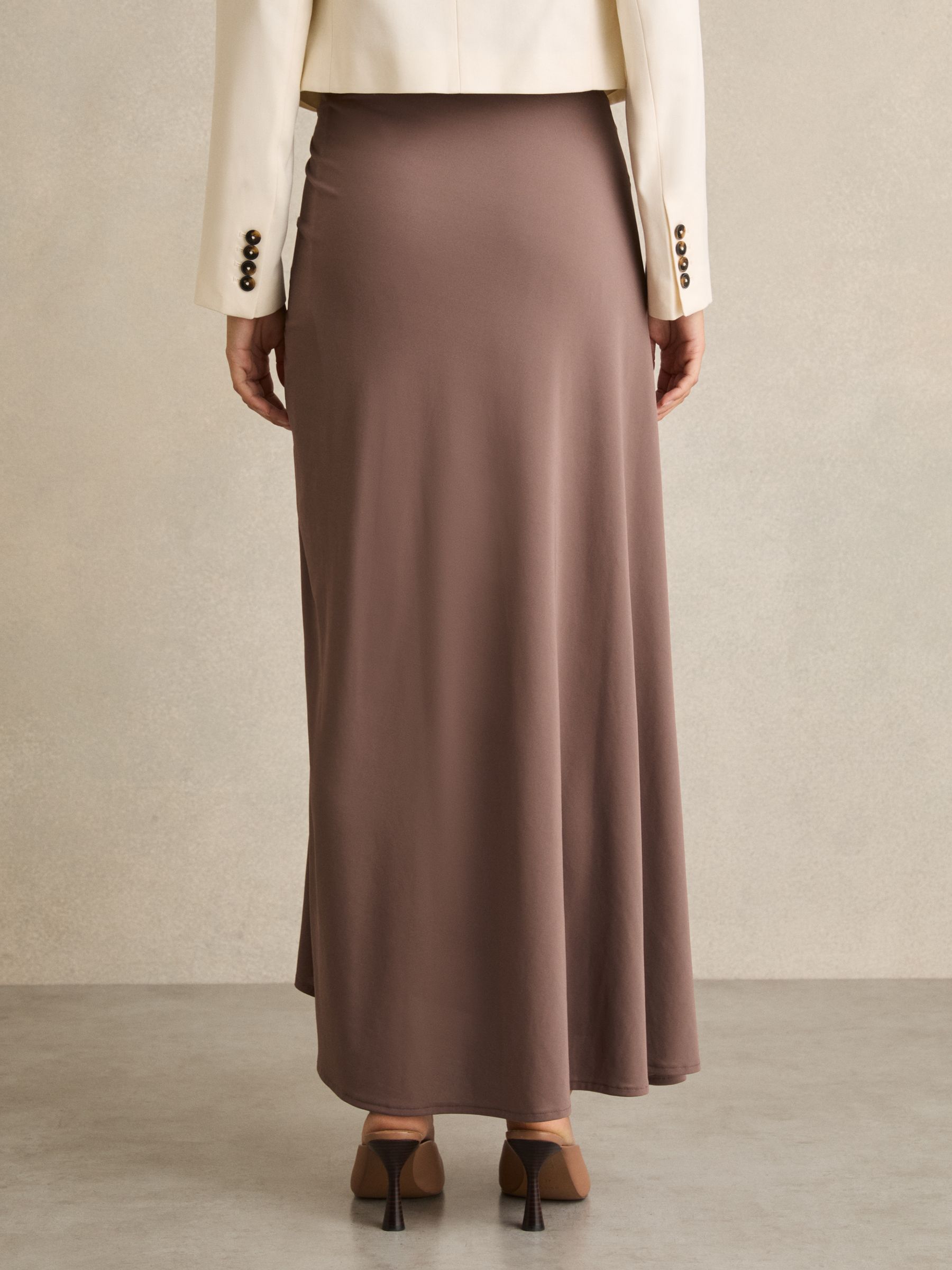 Ruched Midi Skirt in Mink - Image 4 of 5