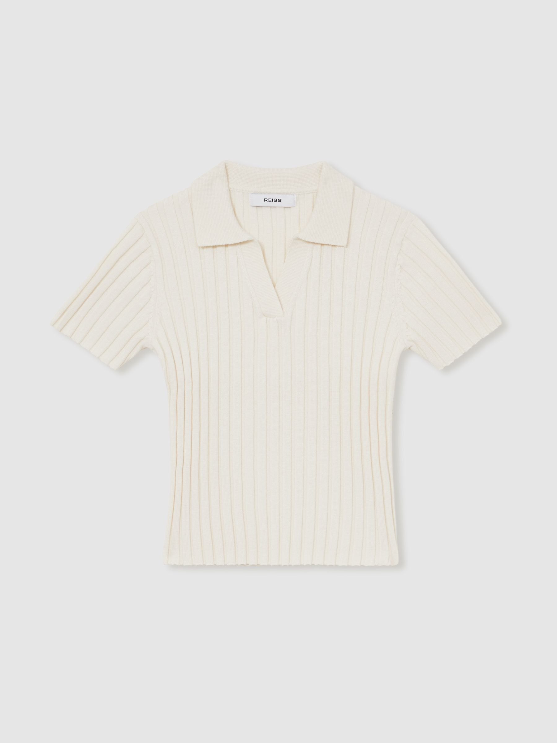 4-9 yrs Rib Knit Polo Top in Ivory - Image 2 of 4