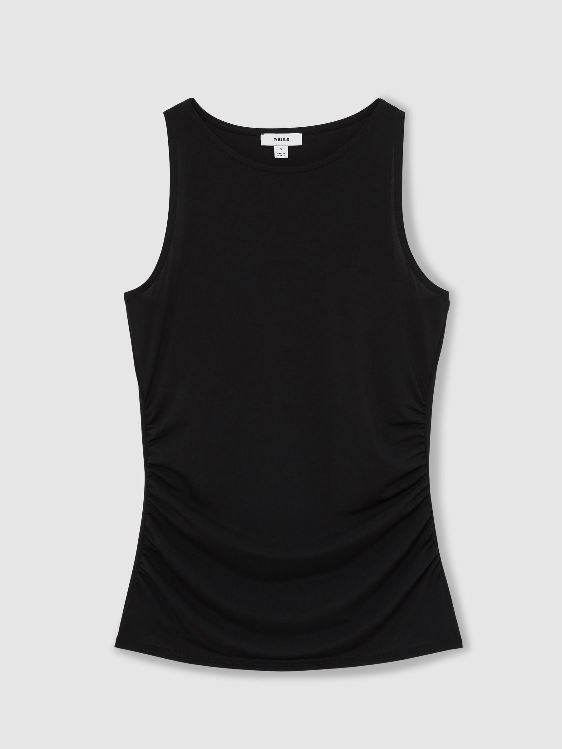 Ruched-Side Jersey Top in Black - Image 2 of 6