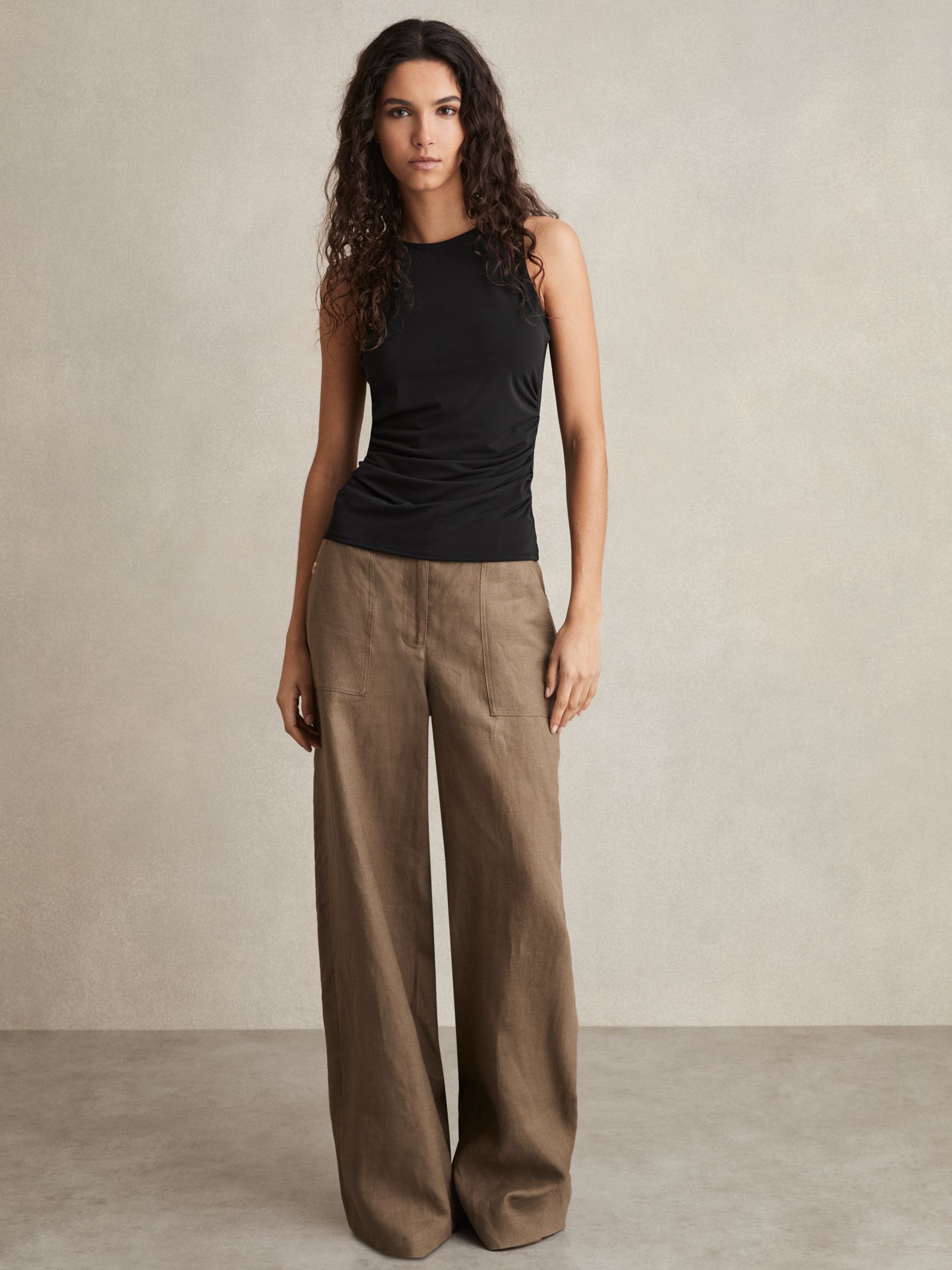Ruched-Side Jersey Top in Black - Image 3 of 6