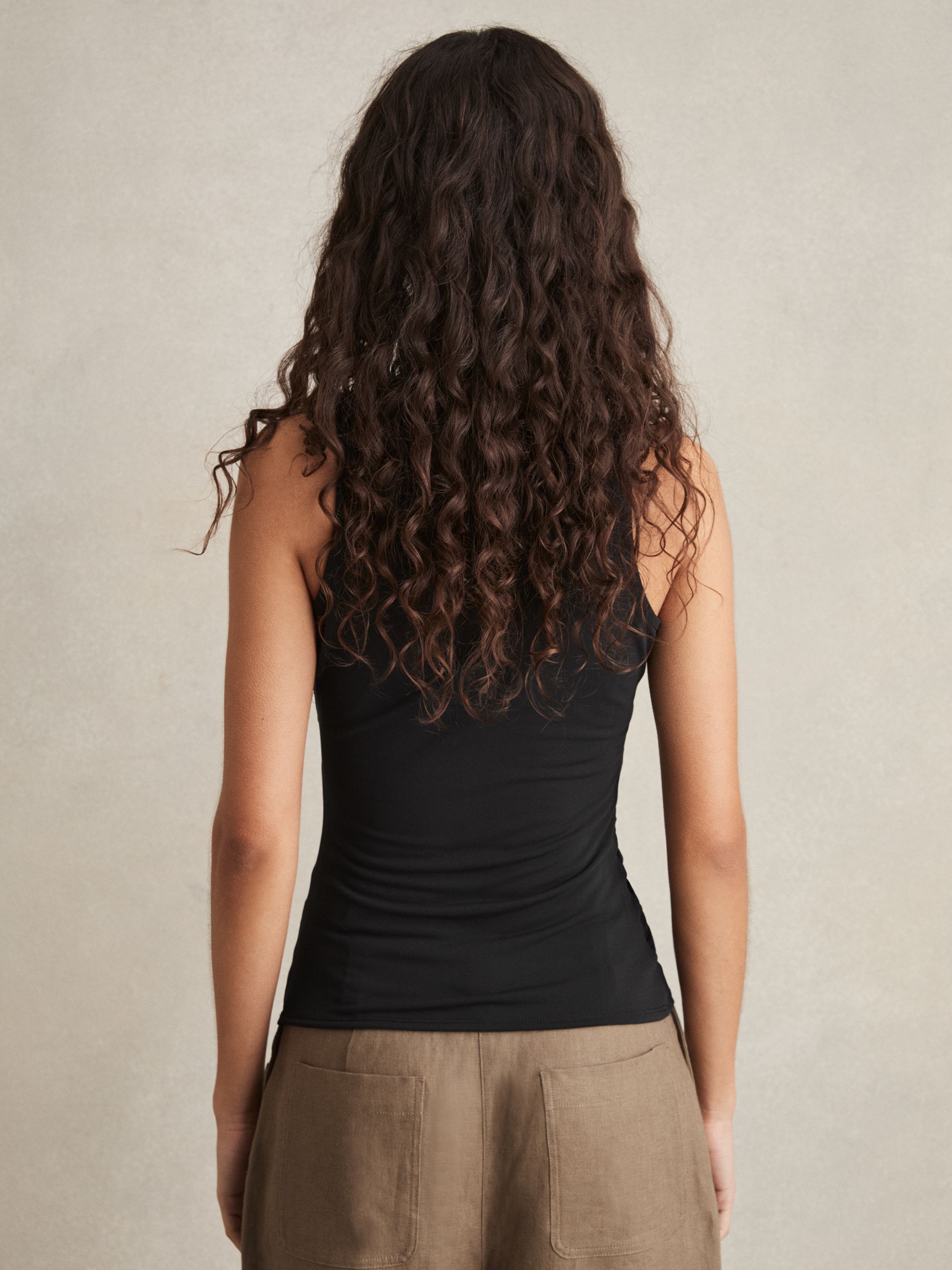 Ruched-Side Jersey Top in Black - Image 5 of 6